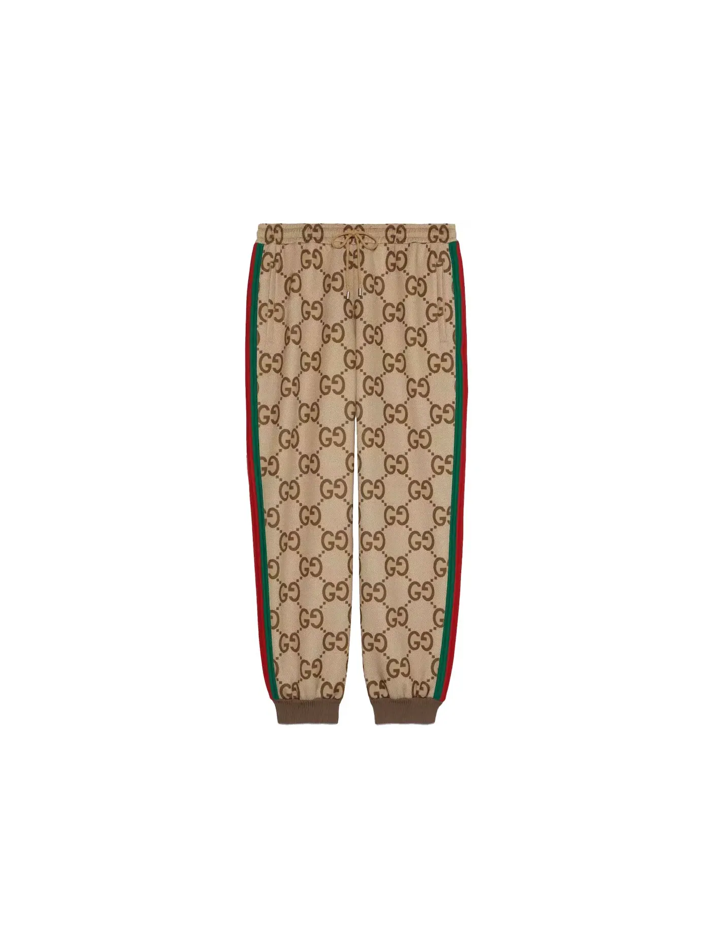 Мужские спортивные брюки с принтом Jumbo GG Jogging Pant with Web Gucci — изображение 1 из 1, бежевый