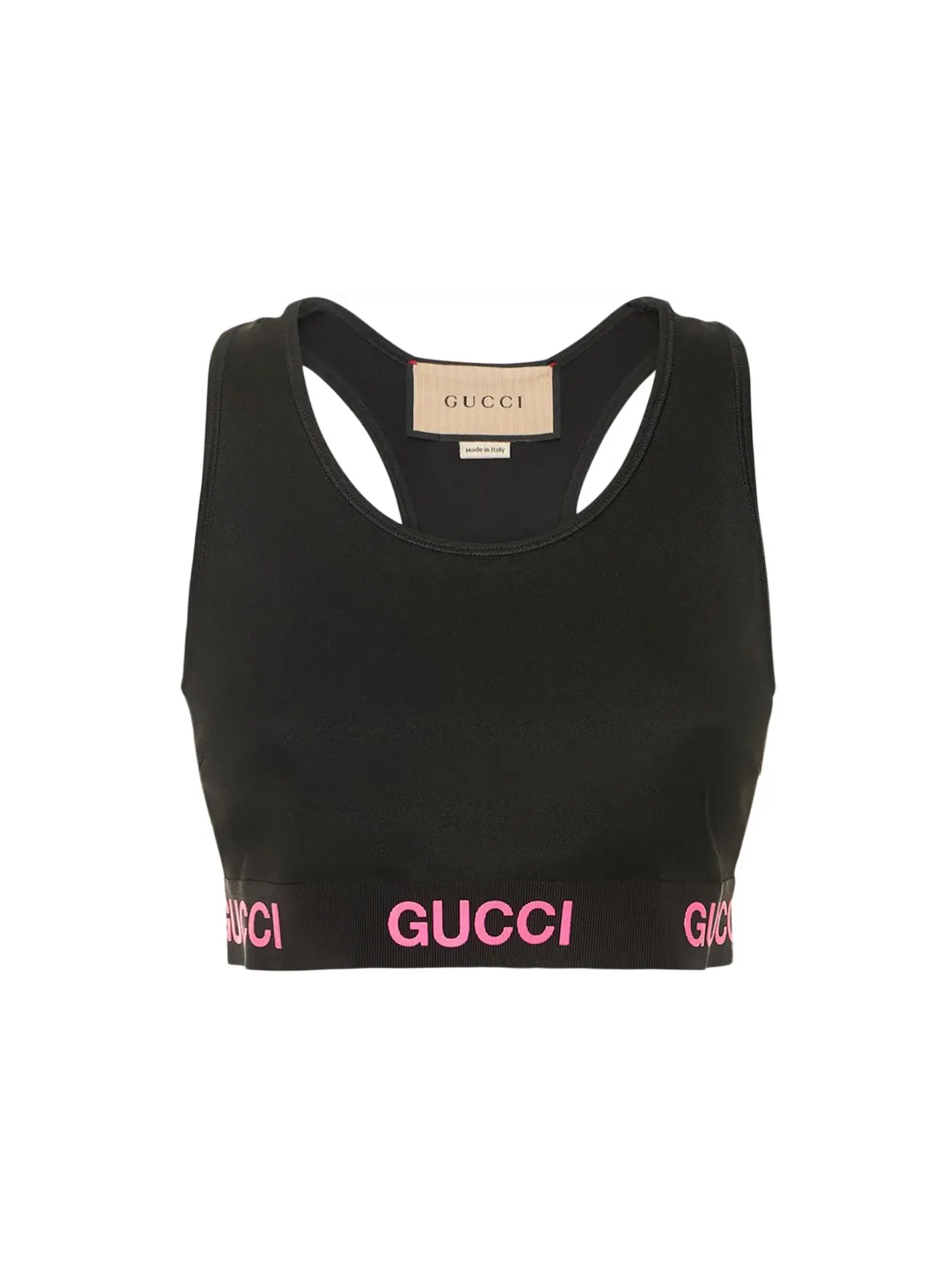 Женский топ с принтом Crop Top Gucci — изображение 1 из 1, черный розовый