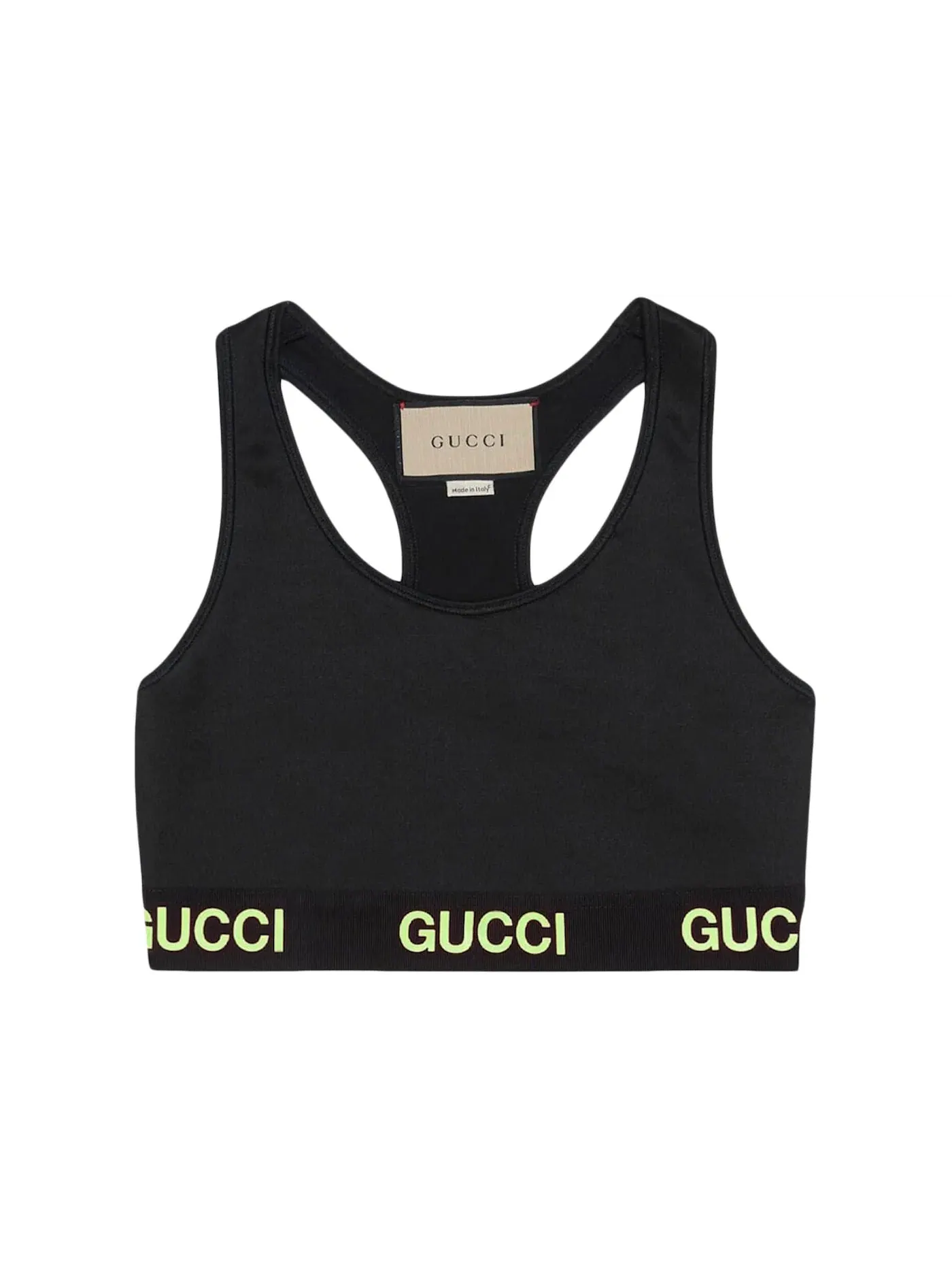 Женский топ-кроп с принтом Crop Top Gucci — изображение 1 из 1, черный желтый