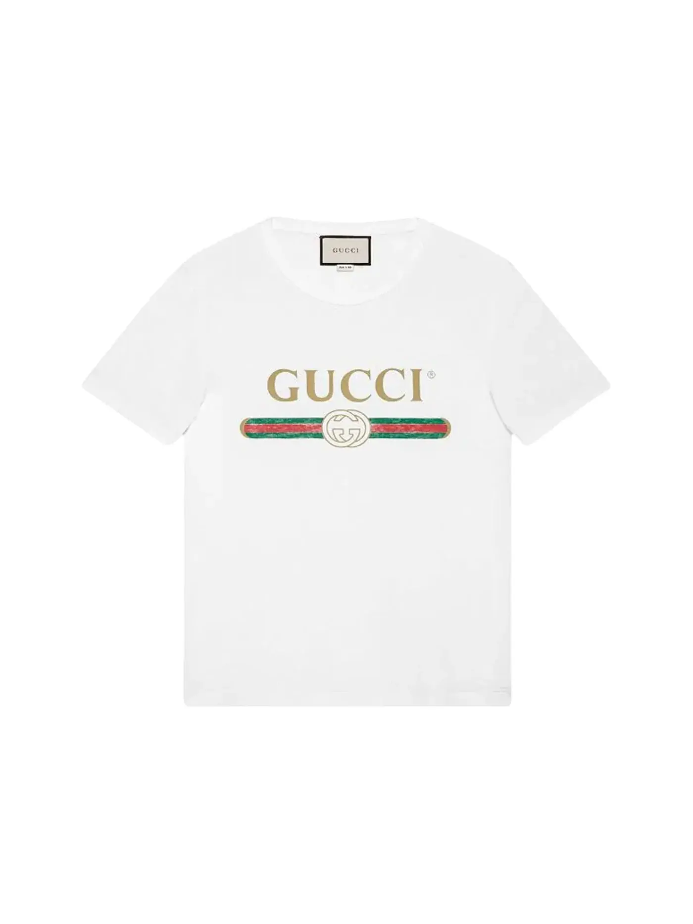 Мужская футболка с принтом Gucci Logo Washed Print T-shirt — изображение 1 из 1, белый
