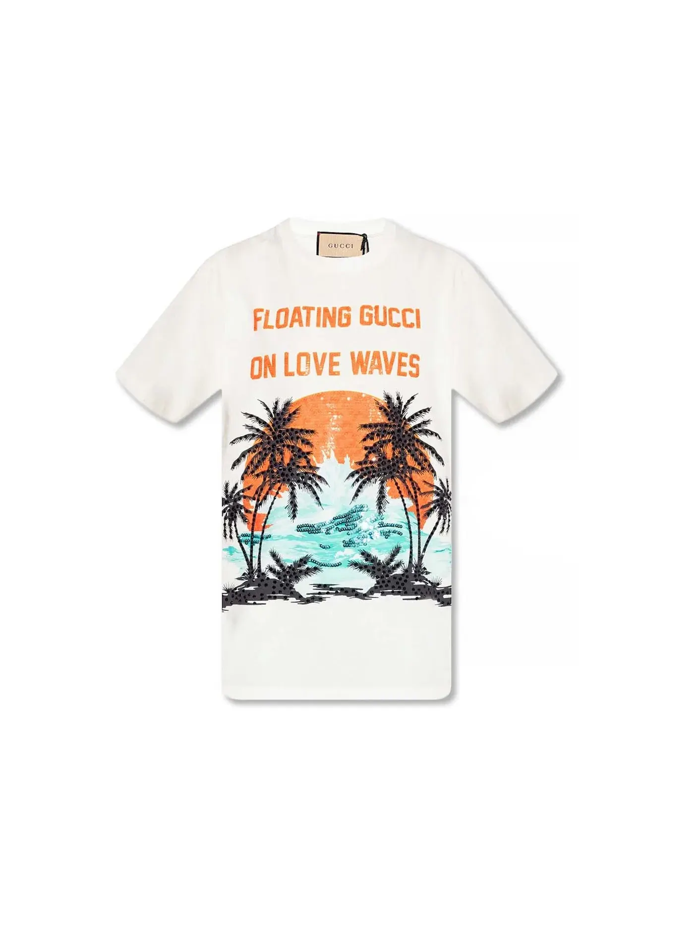 Женская футболка оверсайз с принтом Gucci Love Waves Gucci — изображение 1 из 1, белый мульти