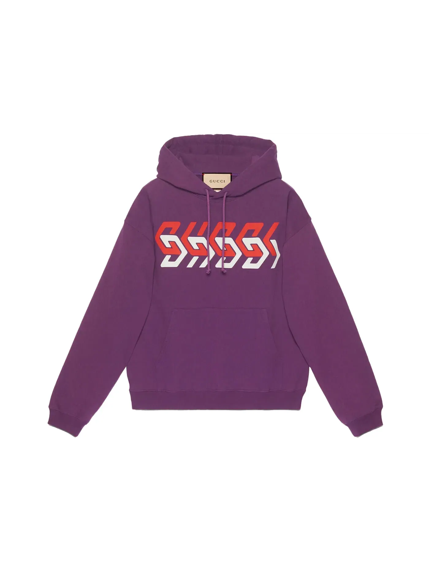 Мужская худи с логотипом Gucci Mirror Logo-Print — изображение 1 из 1, фиолетовый/красный/белый