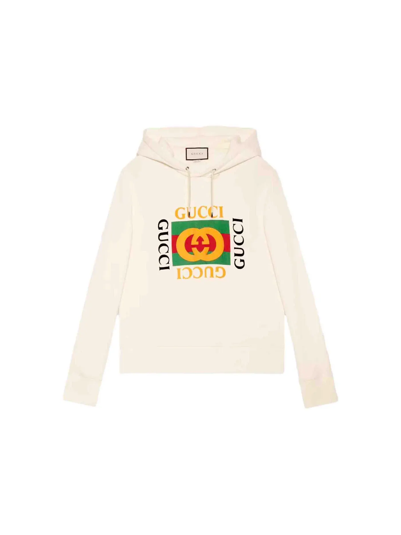 Мужской свитшот с принтом Gucci Oversize Sweatshirt with Gucci Logo — изображение 1 из 1, белый
