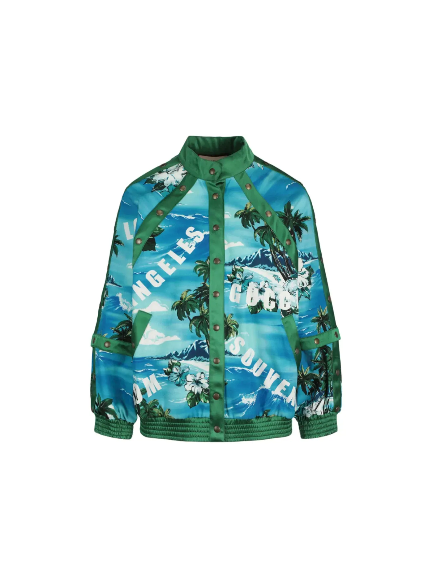 Женская куртка-бомбер с принтом Palm Tree Gucci — изображение 1 из 3, светлый синий