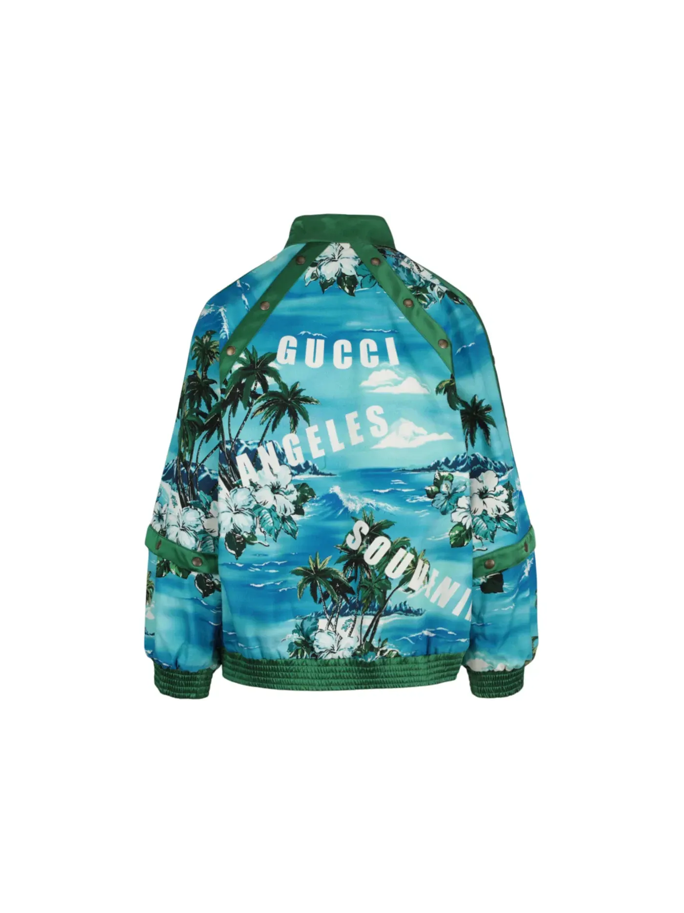 Женская куртка-бомбер с принтом Palm Tree Gucci — изображение 2 из 3, светлый синий