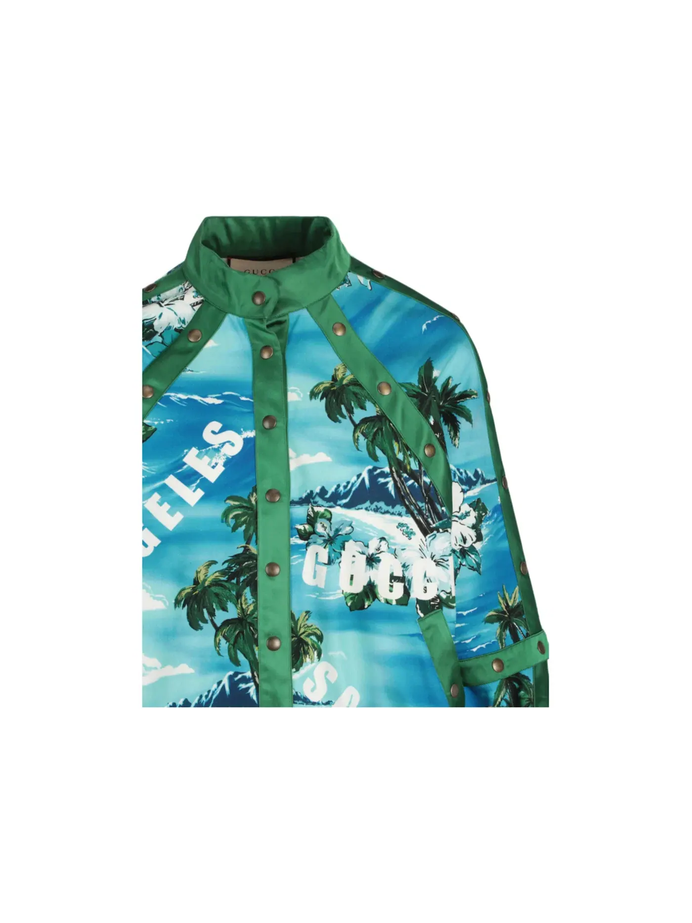 Женская куртка-бомбер с принтом Palm Tree Gucci — изображение 3 из 3, светлый синий