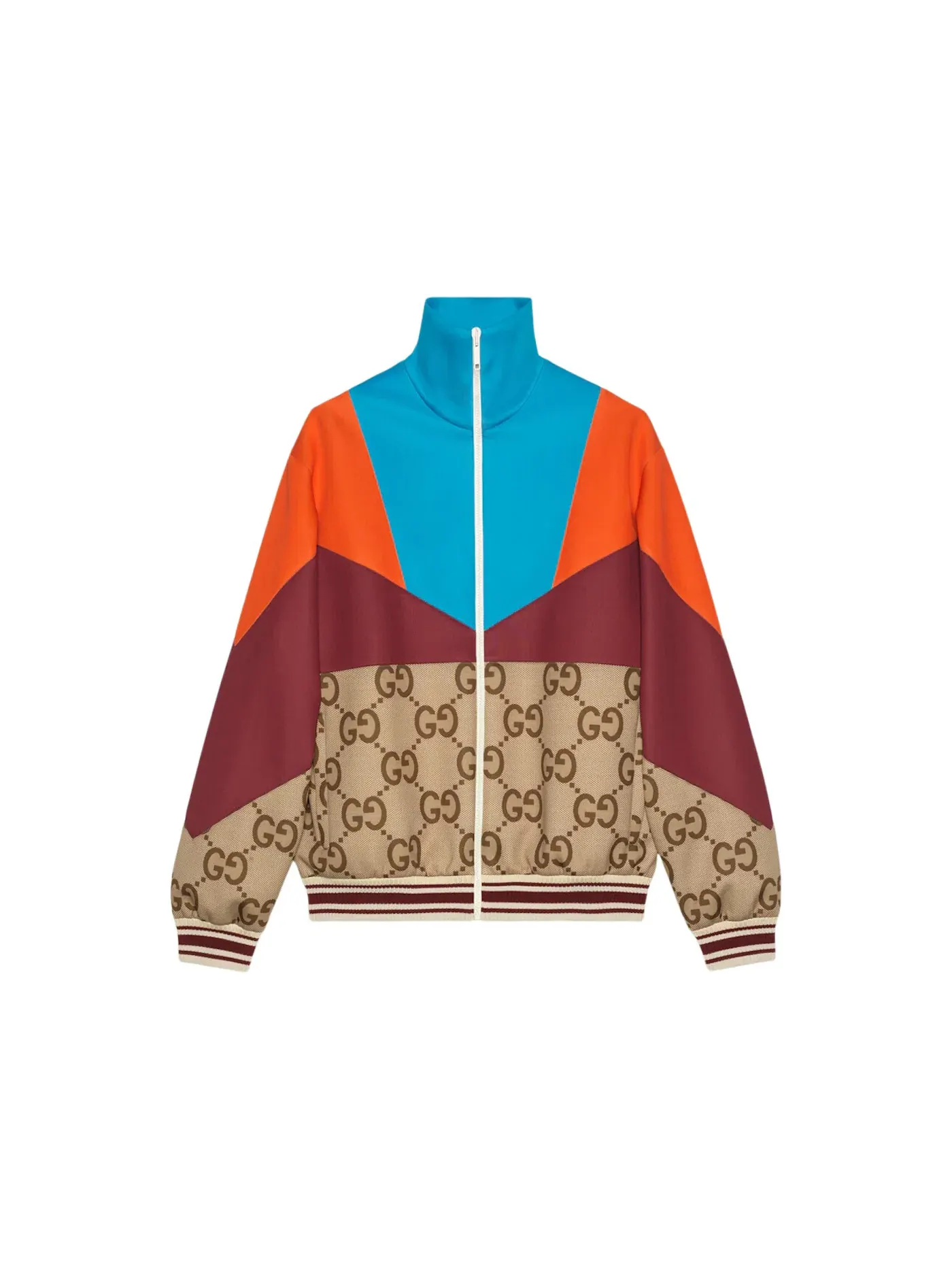 Мужская куртка из неопрена с панелями на молнии Gucci — изображение 1 из 1, бежевый/мульти