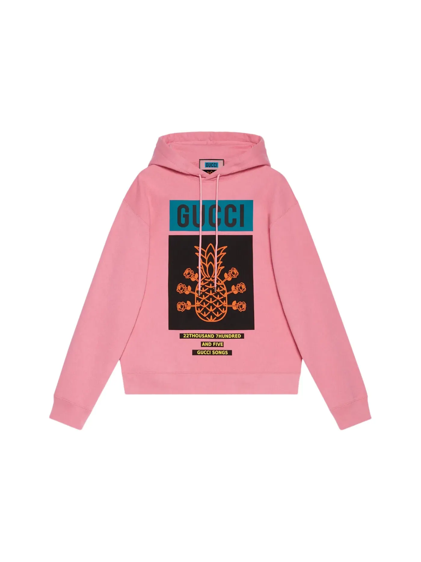 Мужской пуловер с капюшоном с принтом Pineapple Gucci — изображение 1 из 1, светлый розовый/мульти