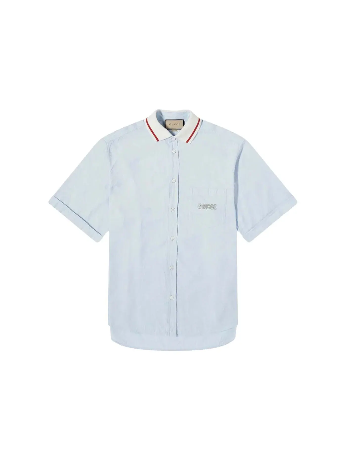 Мужская рубашка с коротким рукавом Pique Collar Logo Gucci — изображение 1 из 1, светлый синий