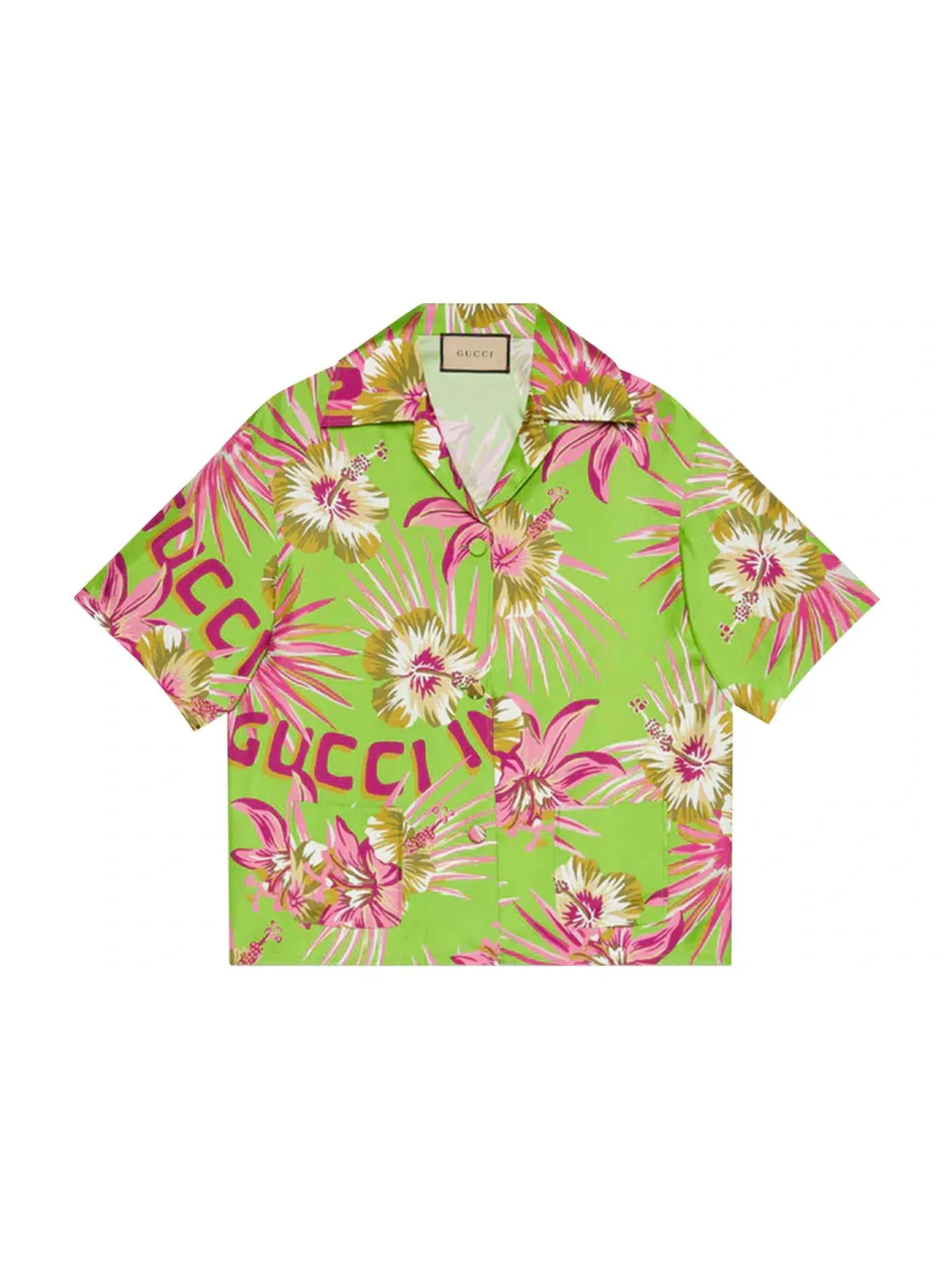Женская рубашка с принтом Gucci — изображение 1 из 1, зеленый/розовый