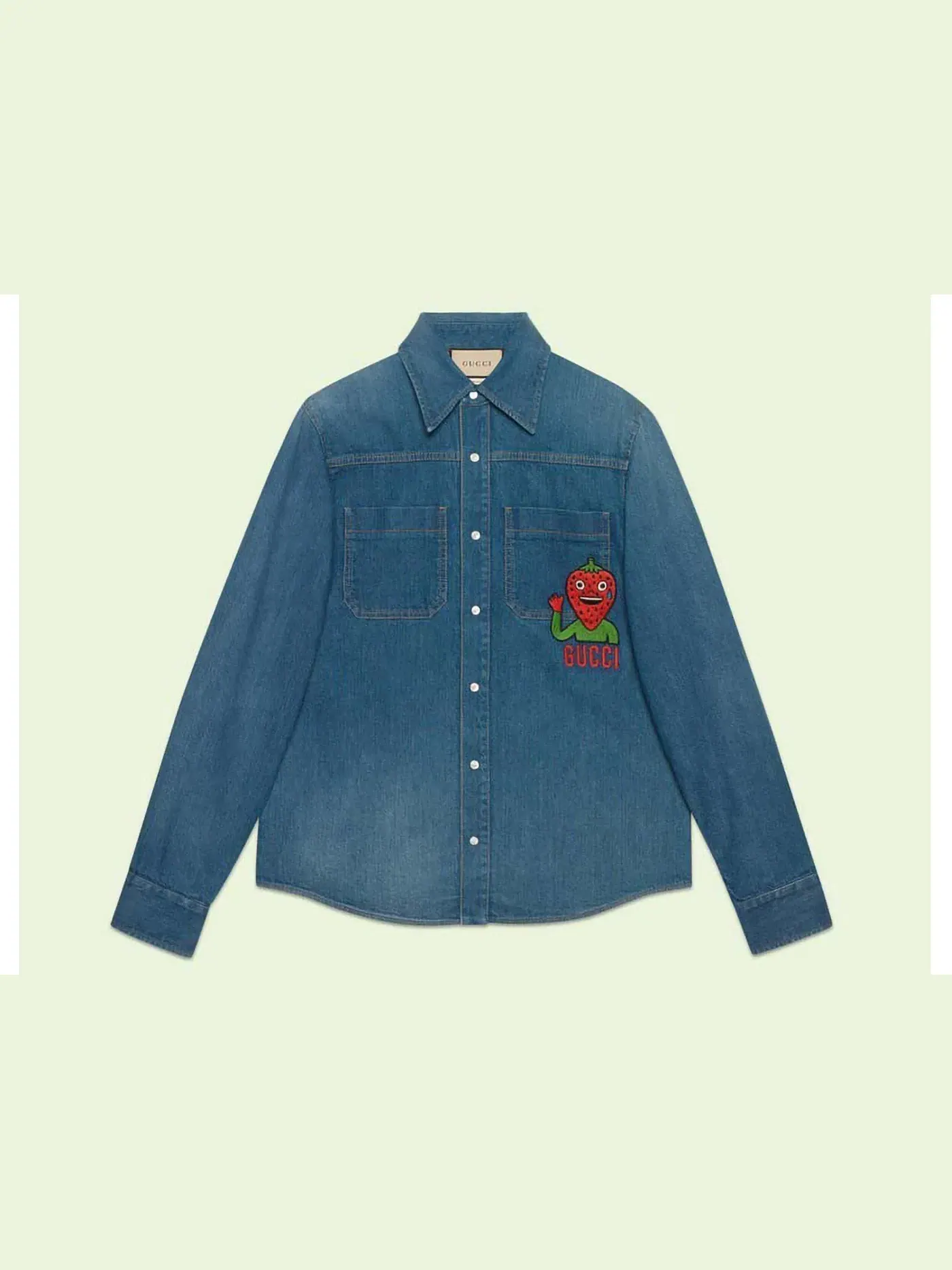Мужская джинсовая куртка с принтом Strawberry Patch Gucci — изображение 1 из 1, синий