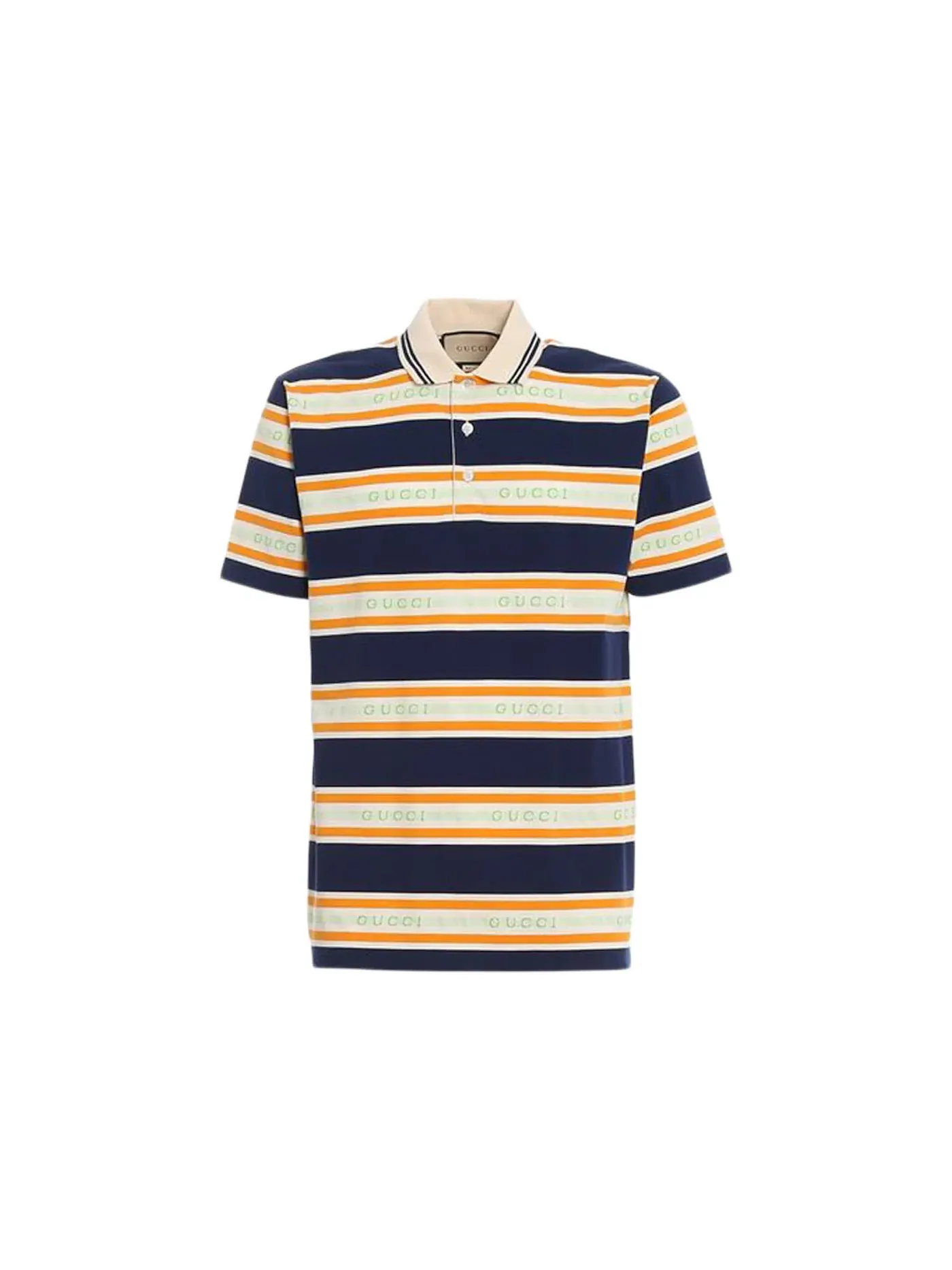 Мужское поло с принтом Polo Gucci — изображение 1 из 1, темно-синий/оранжевый