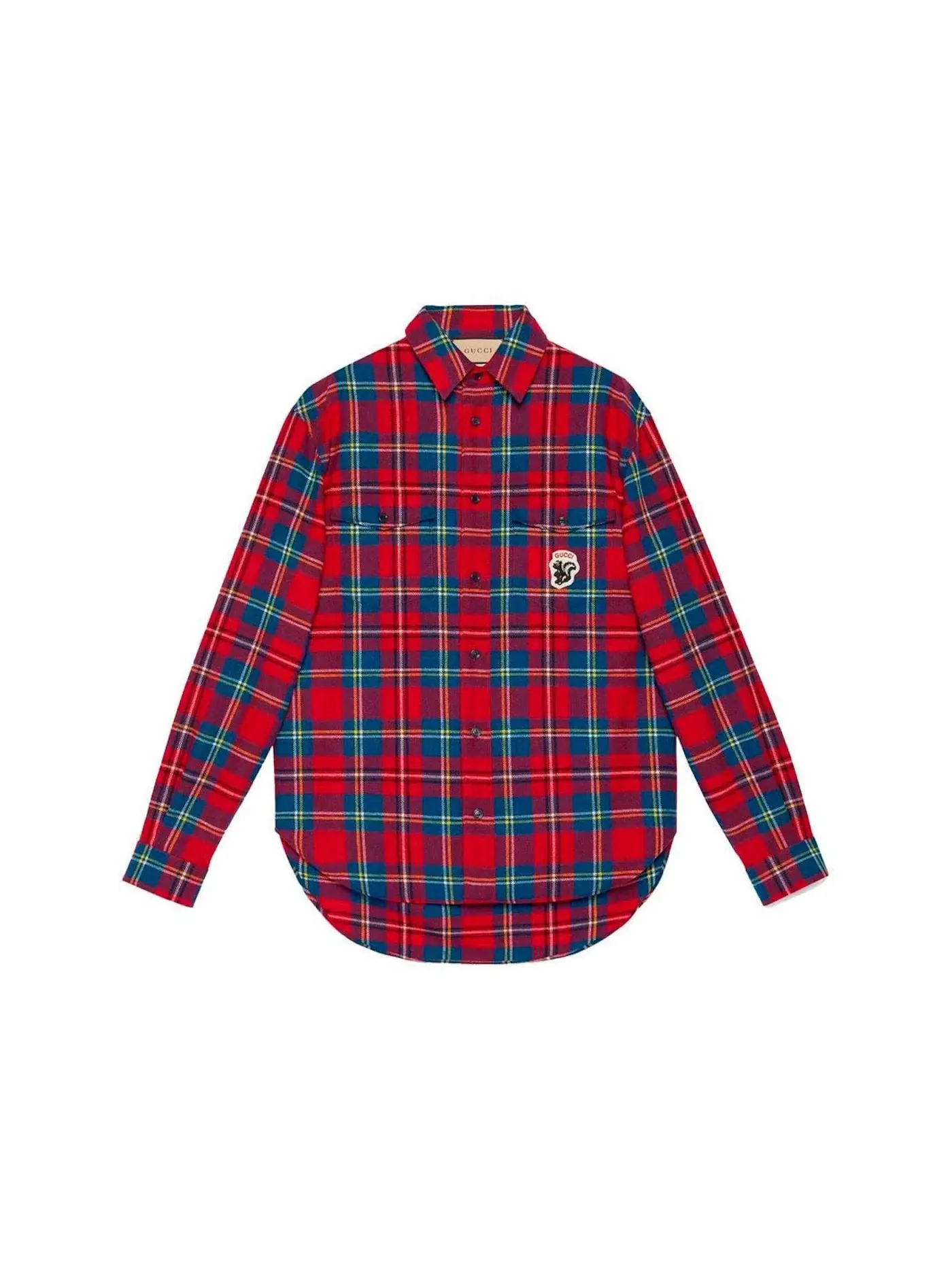 Мужская рубашка с принтом Gucci Tartan Skunk-Patch Gucci — изображение 1 из 2, красный