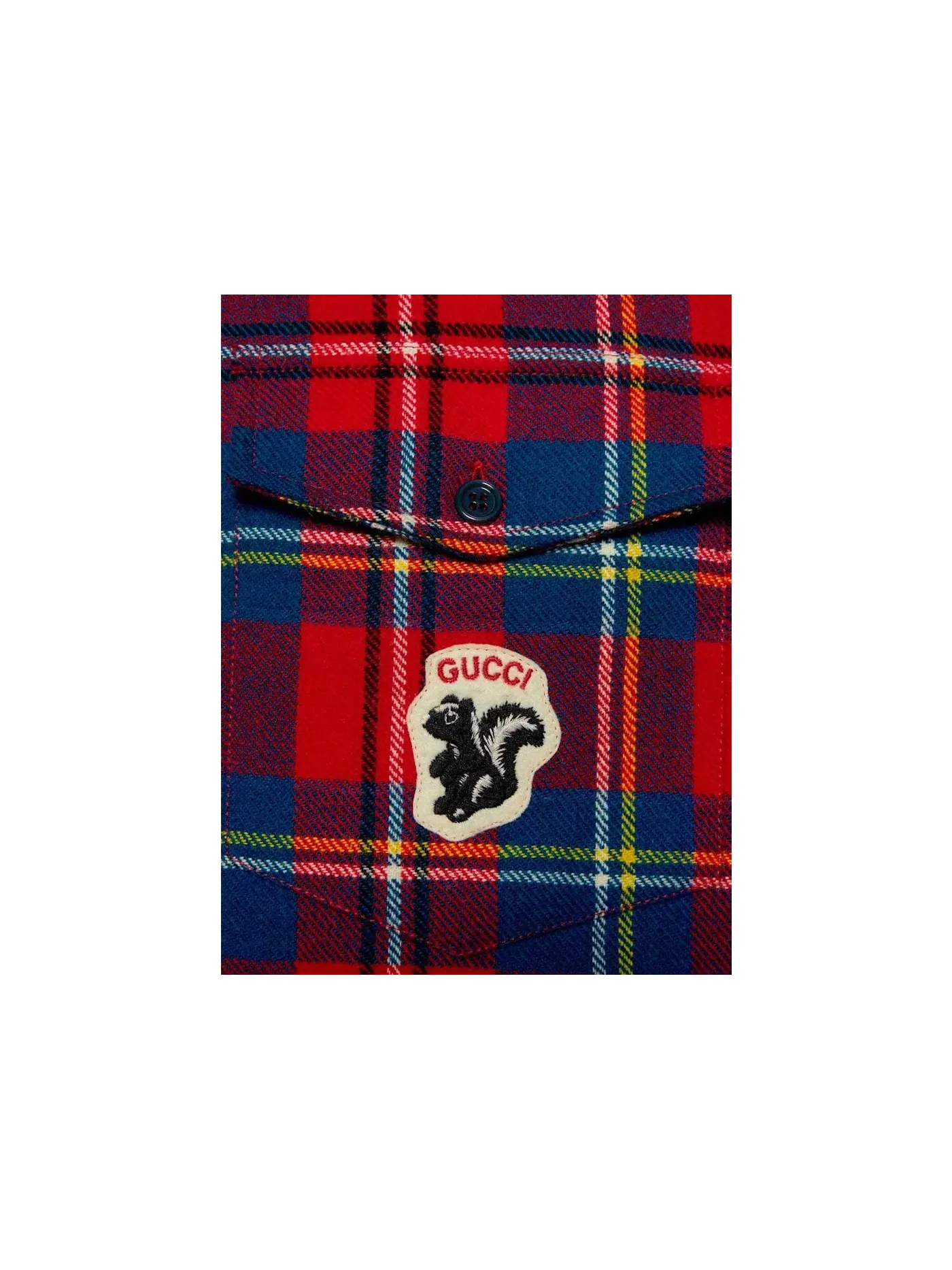Мужская рубашка с принтом Gucci Tartan Skunk-Patch Gucci — изображение 2 из 2, красный