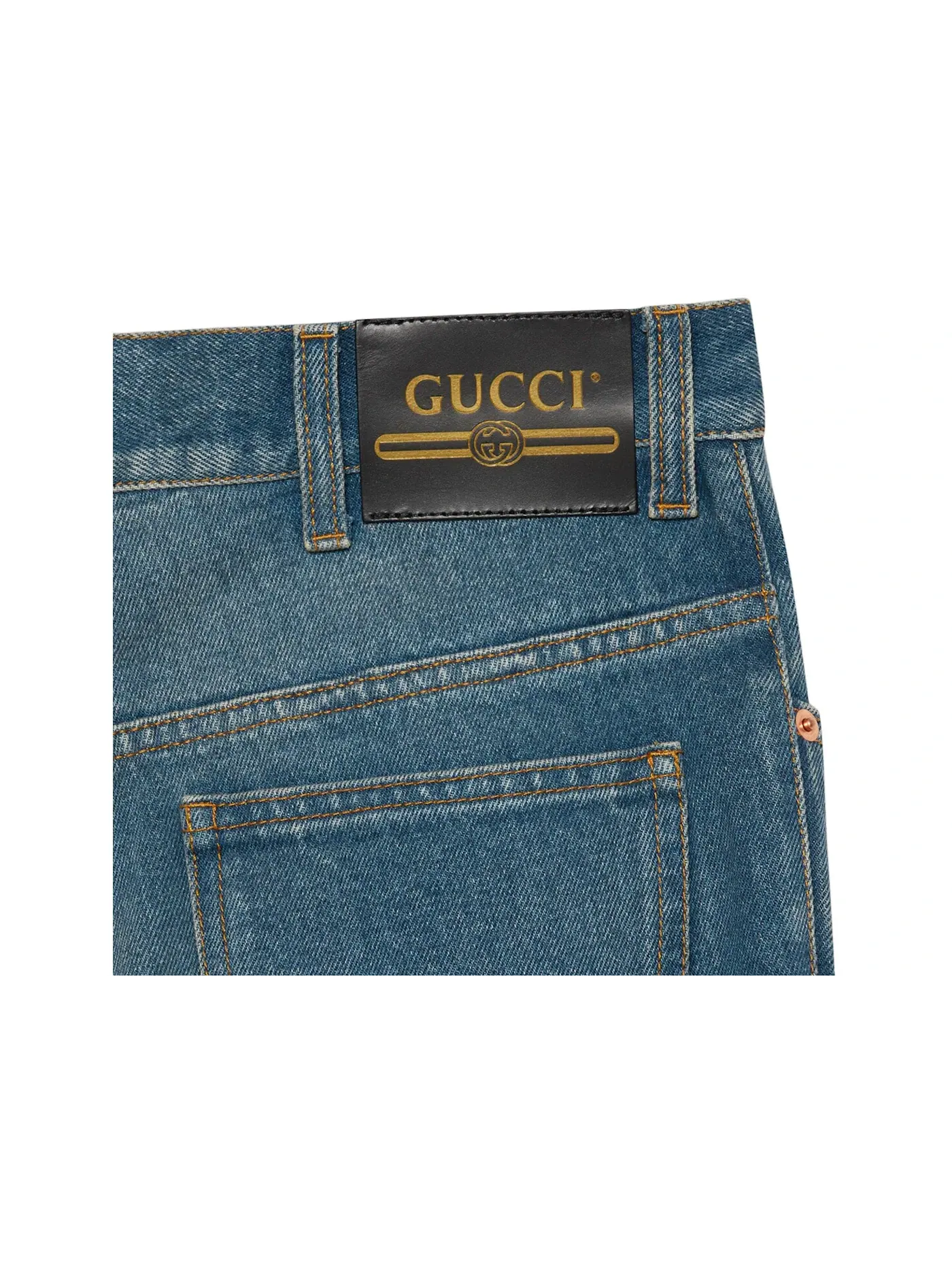 Мужские джинсы свободного кроя Washed Regular fit Jeans Gucci — изображение 2 из 2, синий джинсовый синий