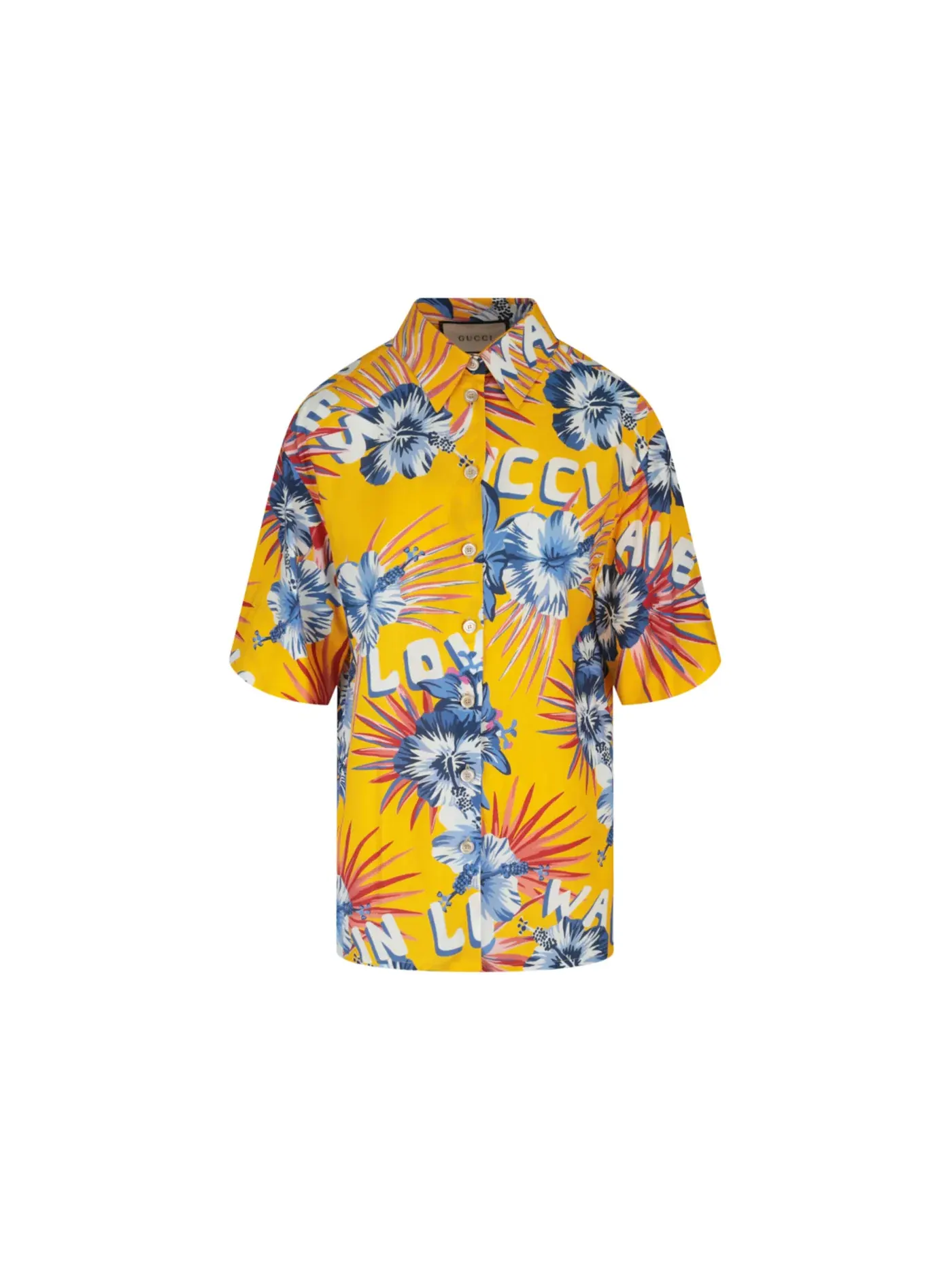 Женская рубашка с принтом Gucci Wild Flower Printed — изображение 1 из 3, желтый