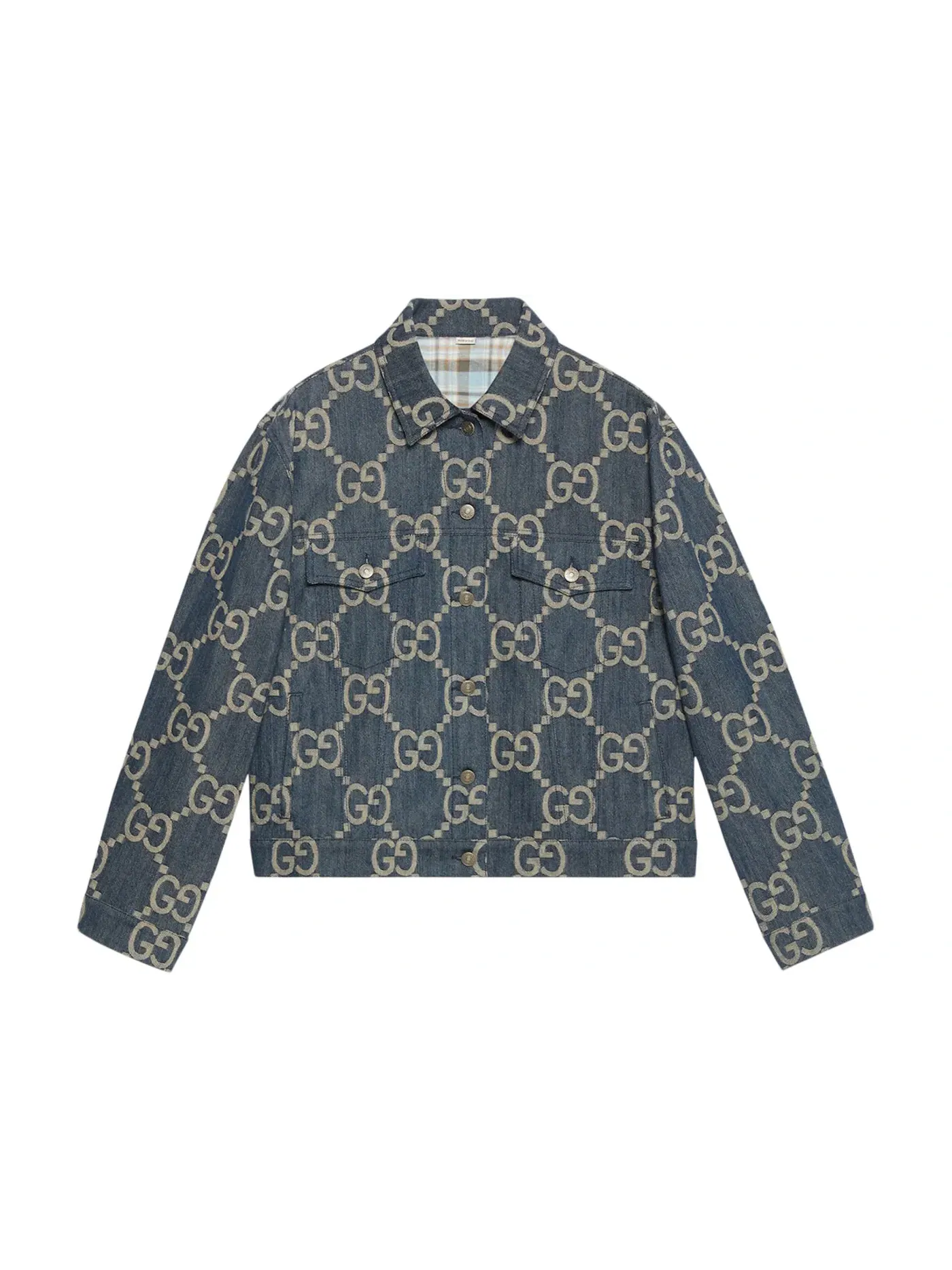 Женская джинсовая куртка с принтом GG Gucci — изображение 1 из 1, синий/слоновая кость