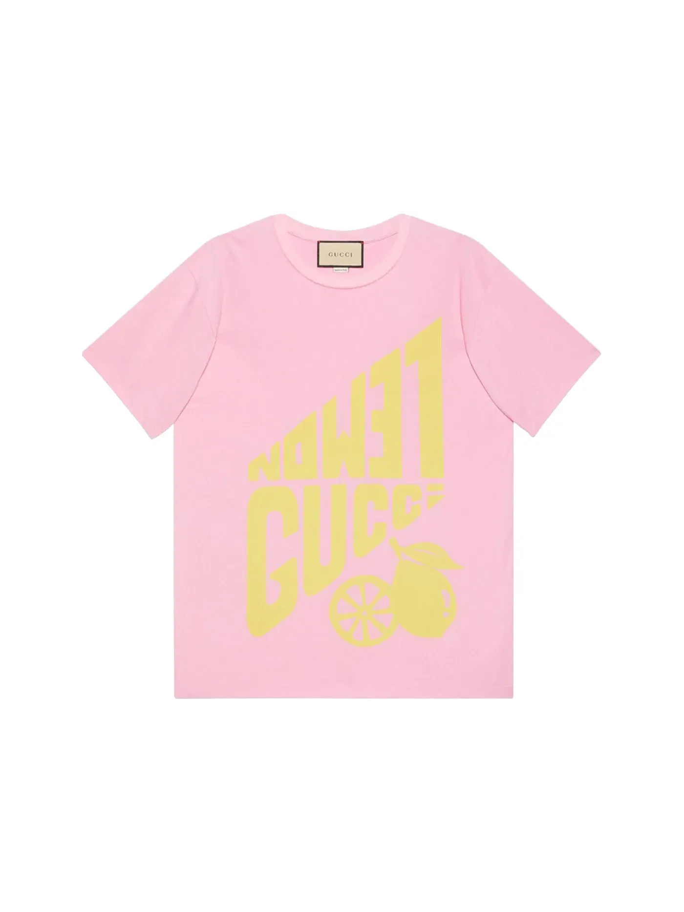 Женская футболка с принтом Lemon Gucci Pink/Yellow — изображение 1 из 1