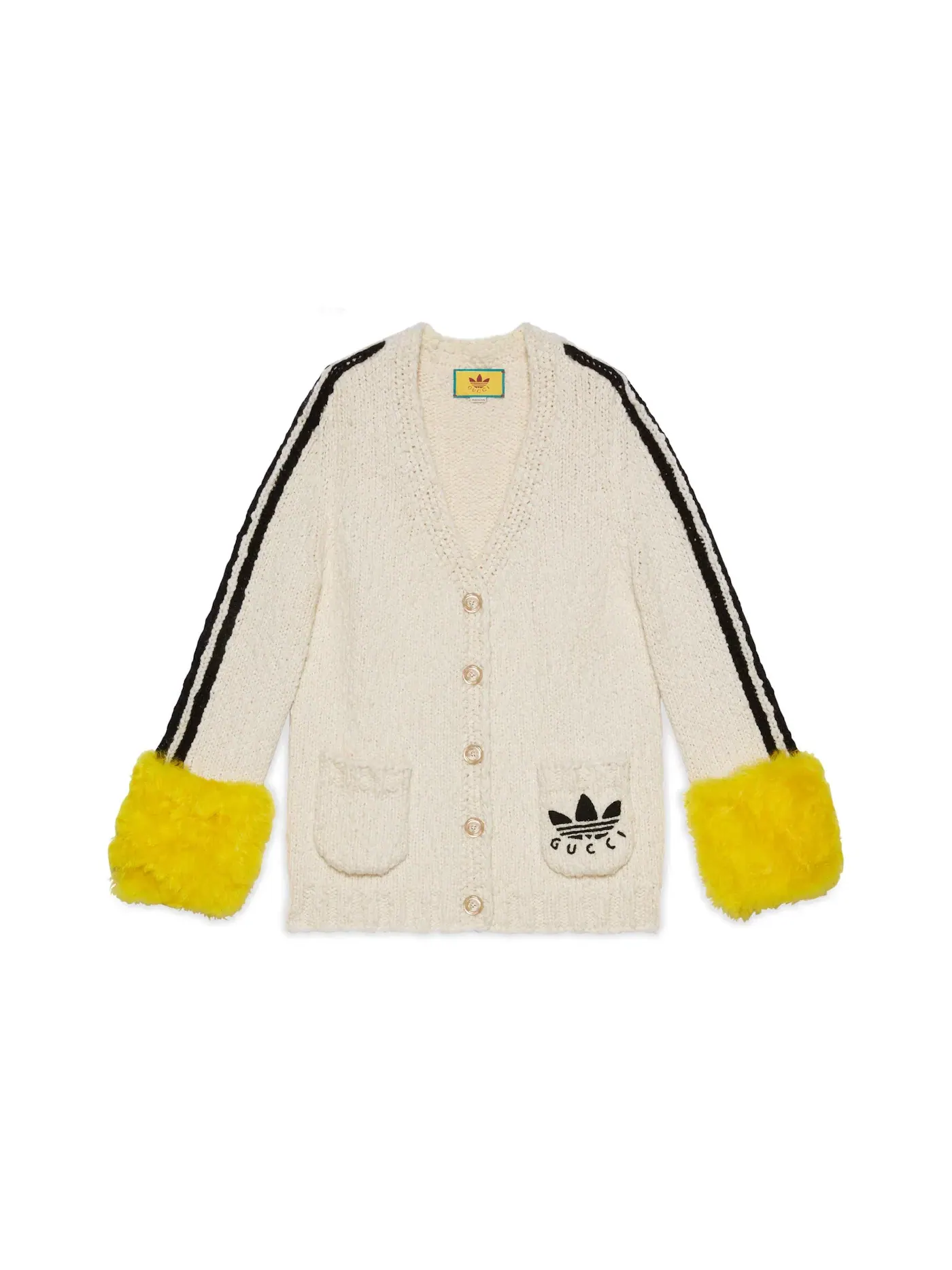 Женский кардиган с длинным рукавом Cardigan Gucci — изображение 1 из 1, белый/желтый
