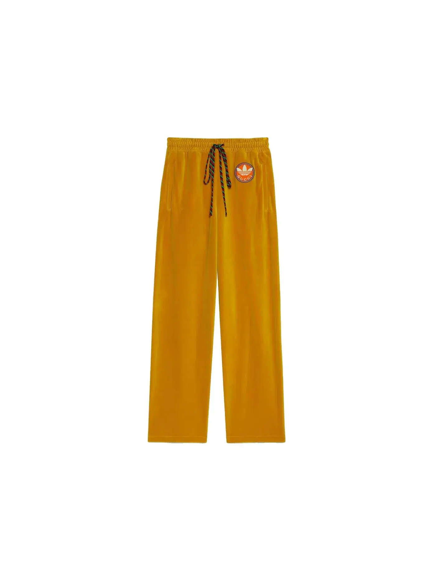 Женские брюки из хлопка с принтом Gucci x Adidas Chenille Cotton Pant — изображение 1 из 1, темный желтый