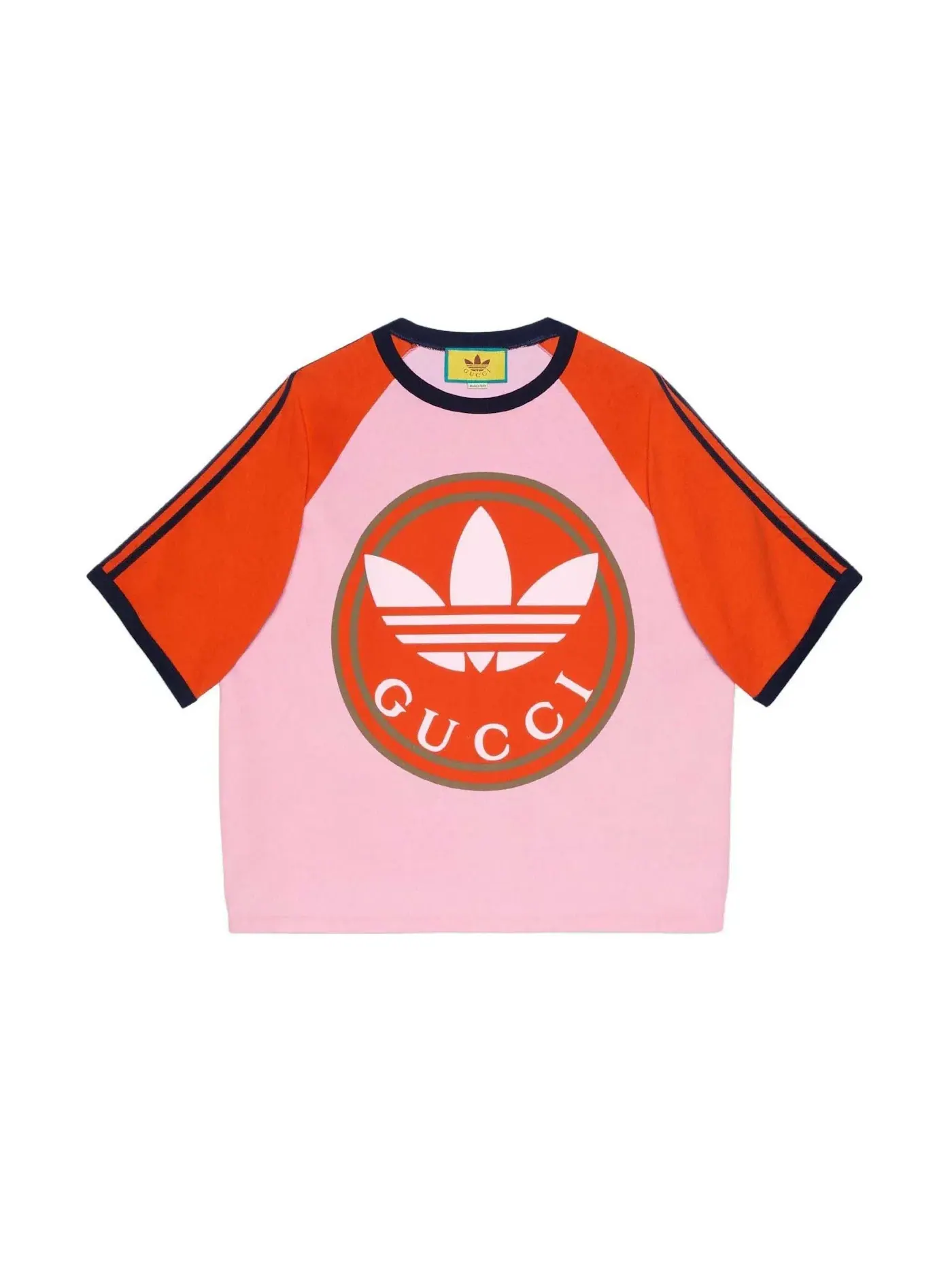 Мужская футболка с цветовым блоком Gucci x Adidas Color Block T-shirt Gucci — изображение 1 из 1, розовый