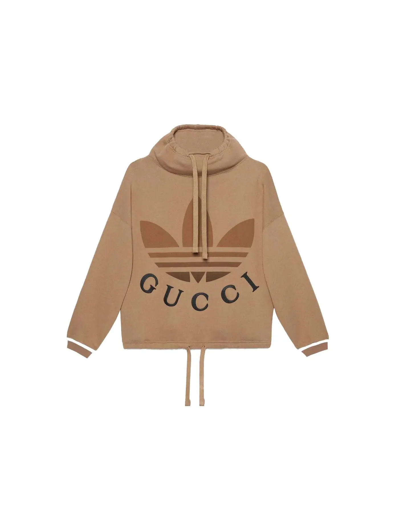 Женский джерсовый свитшот с логотипом Gucci x Adidas — изображение 1 из 1, темный бежевый