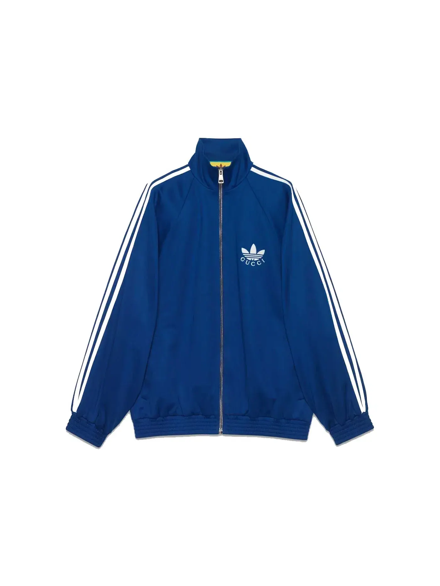 Женская куртка на молнии с логотипом Gucci x Adidas Cotton Jersey Zip Jacket Blue — изображение 1 из 2