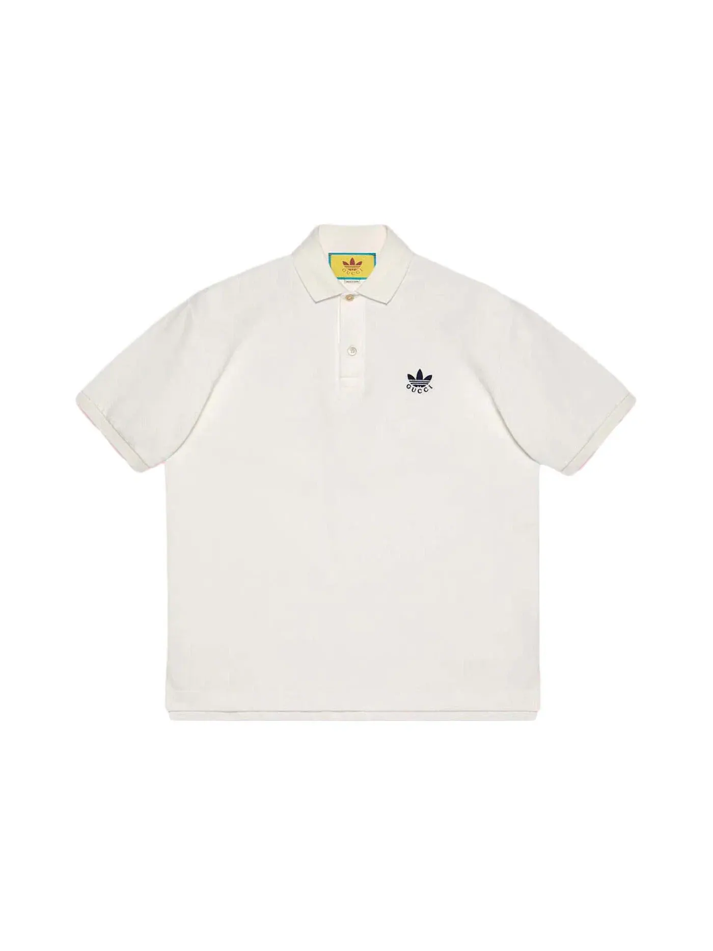 Мужское поло из хлопкового пике Gucci x Adidas Cotton Piquet Polo — изображение 1 из 1, белый