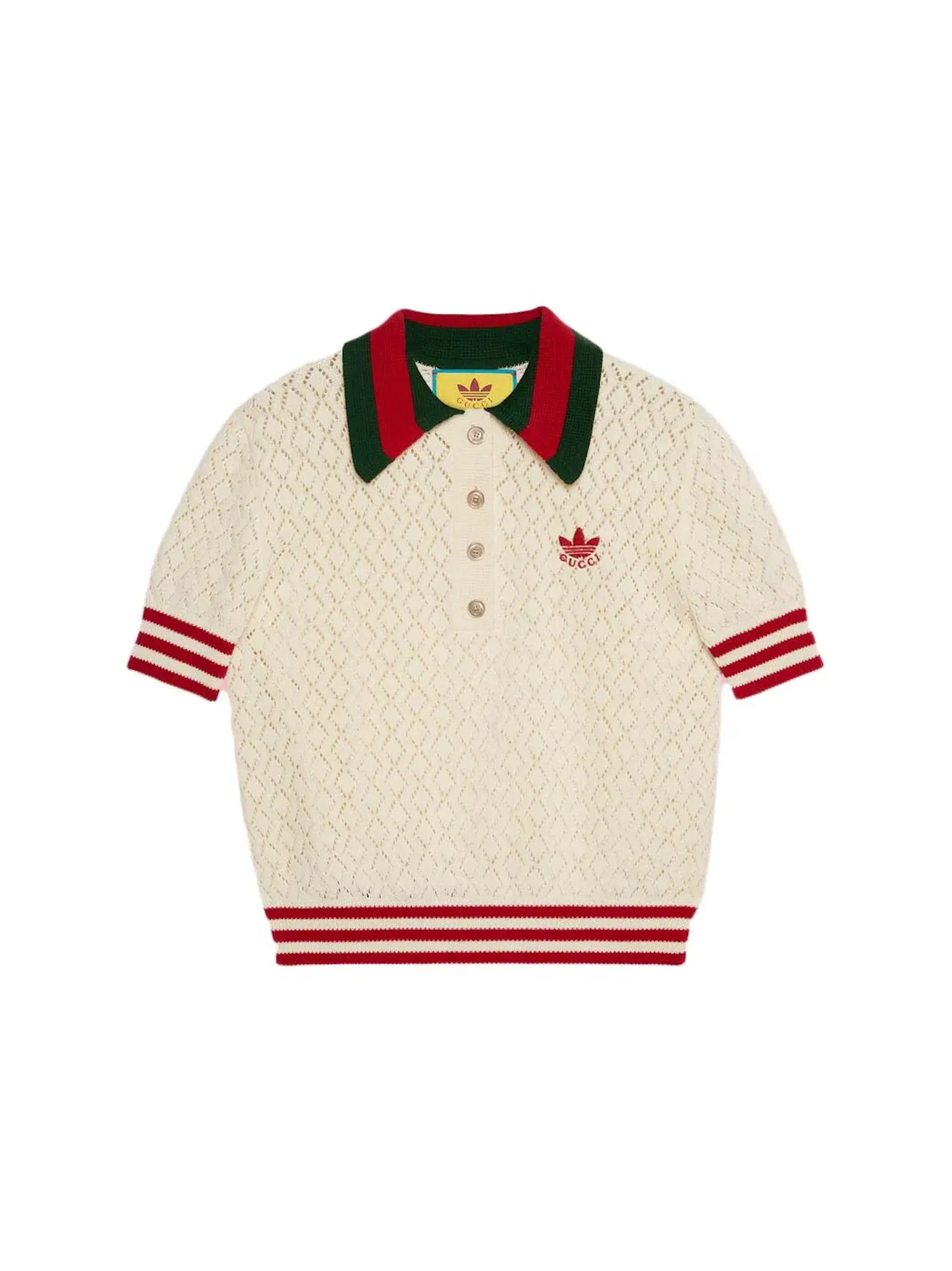 Женское поло Gucci x Adidas Cotton Polo — изображение 1 из 2, белый