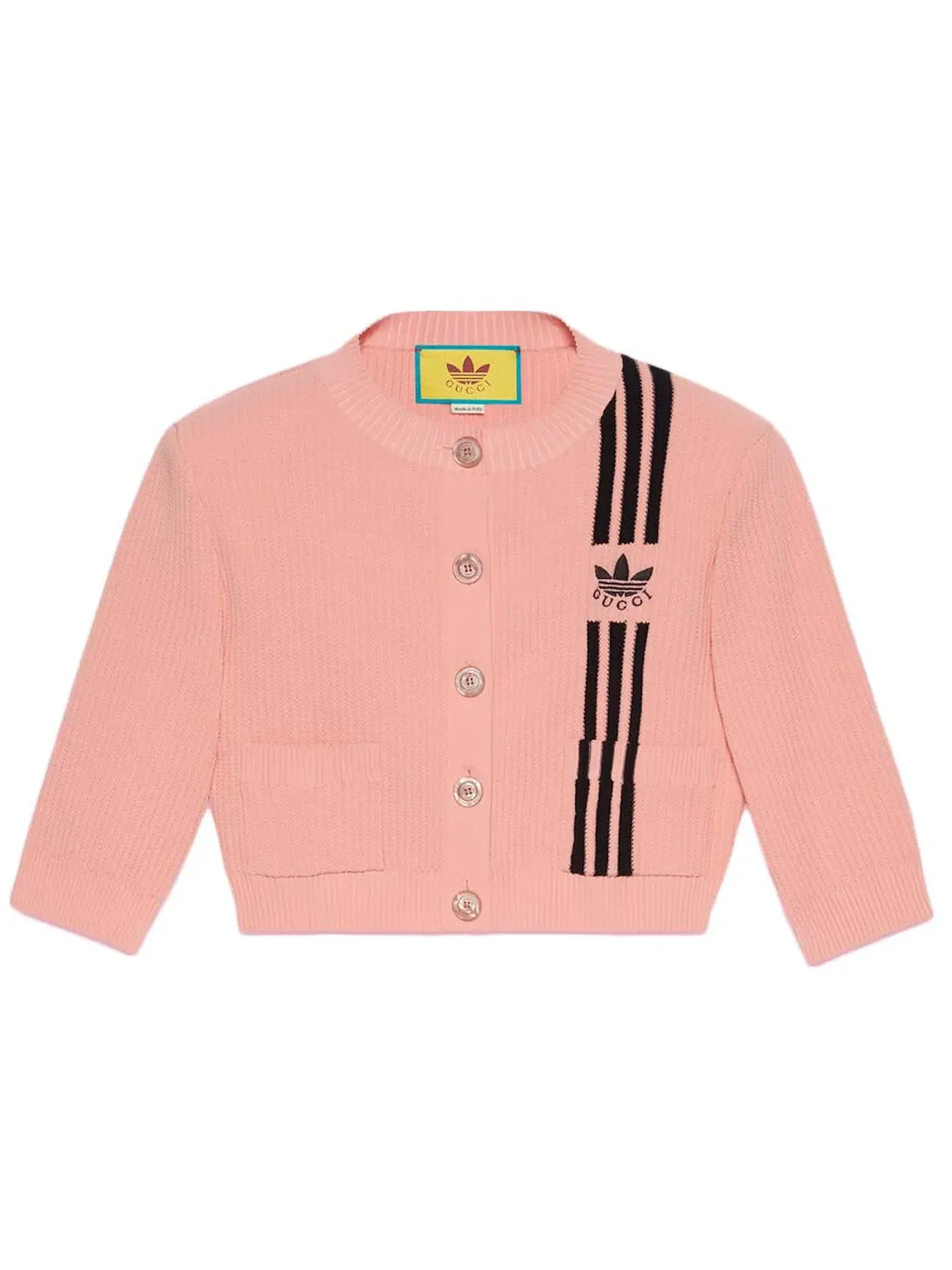 Женский укороченный кардиган с принтом Gucci x Adidas Cardigan — изображение 1 из 2, розовый