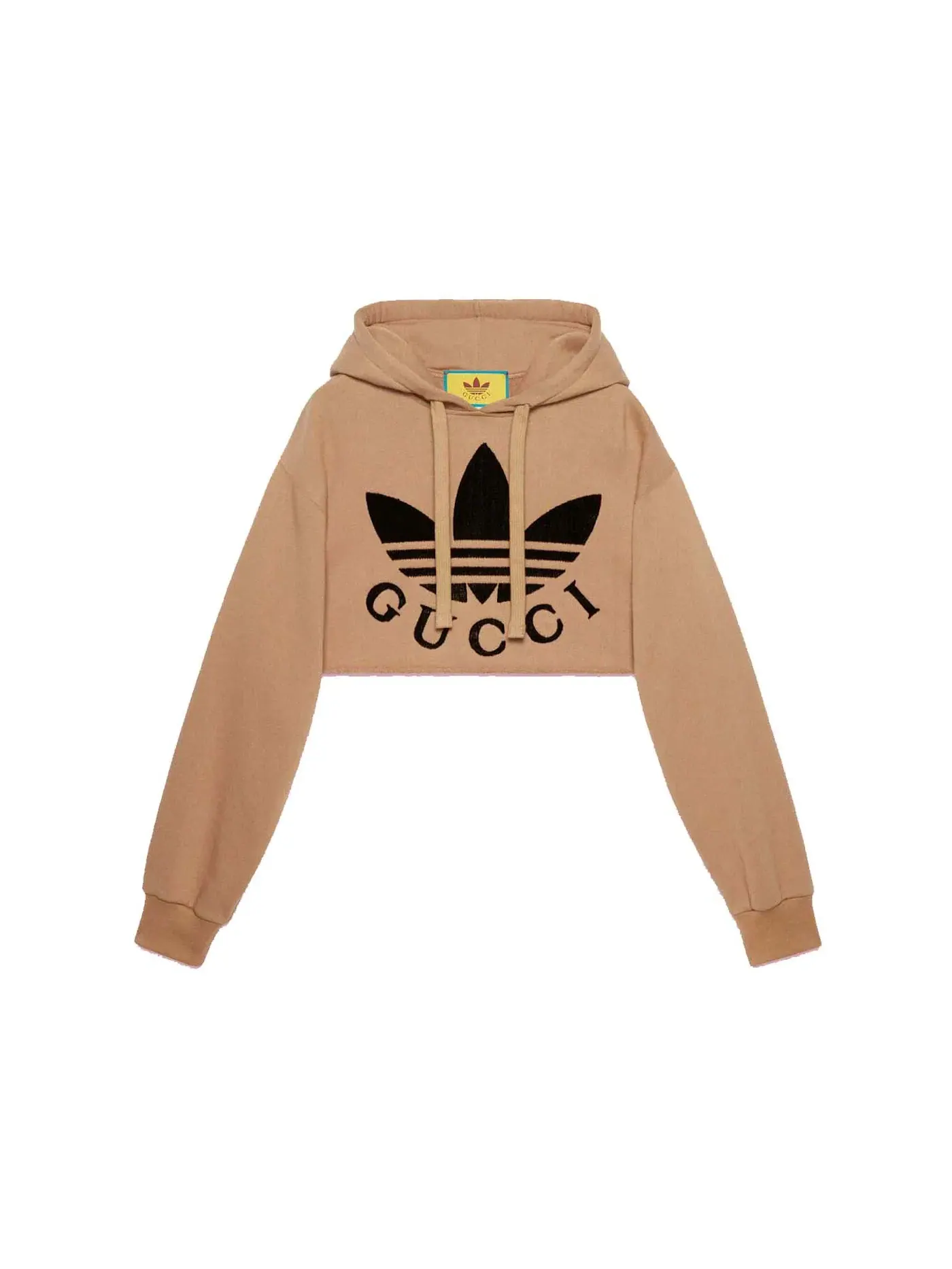 Женский укороченный свитшот Gucci x Adidas Sweatshirt — изображение 1 из 1, бежевый