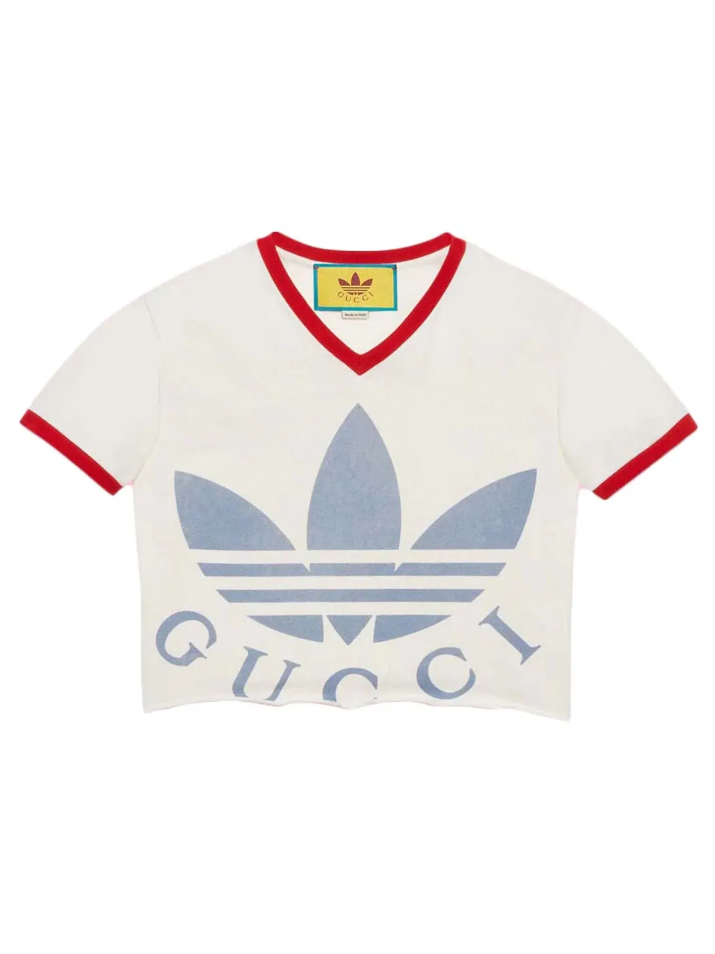 Женская футболка укороченная Gucci x Adidas T-Shirt — изображение 1 из 1, белый