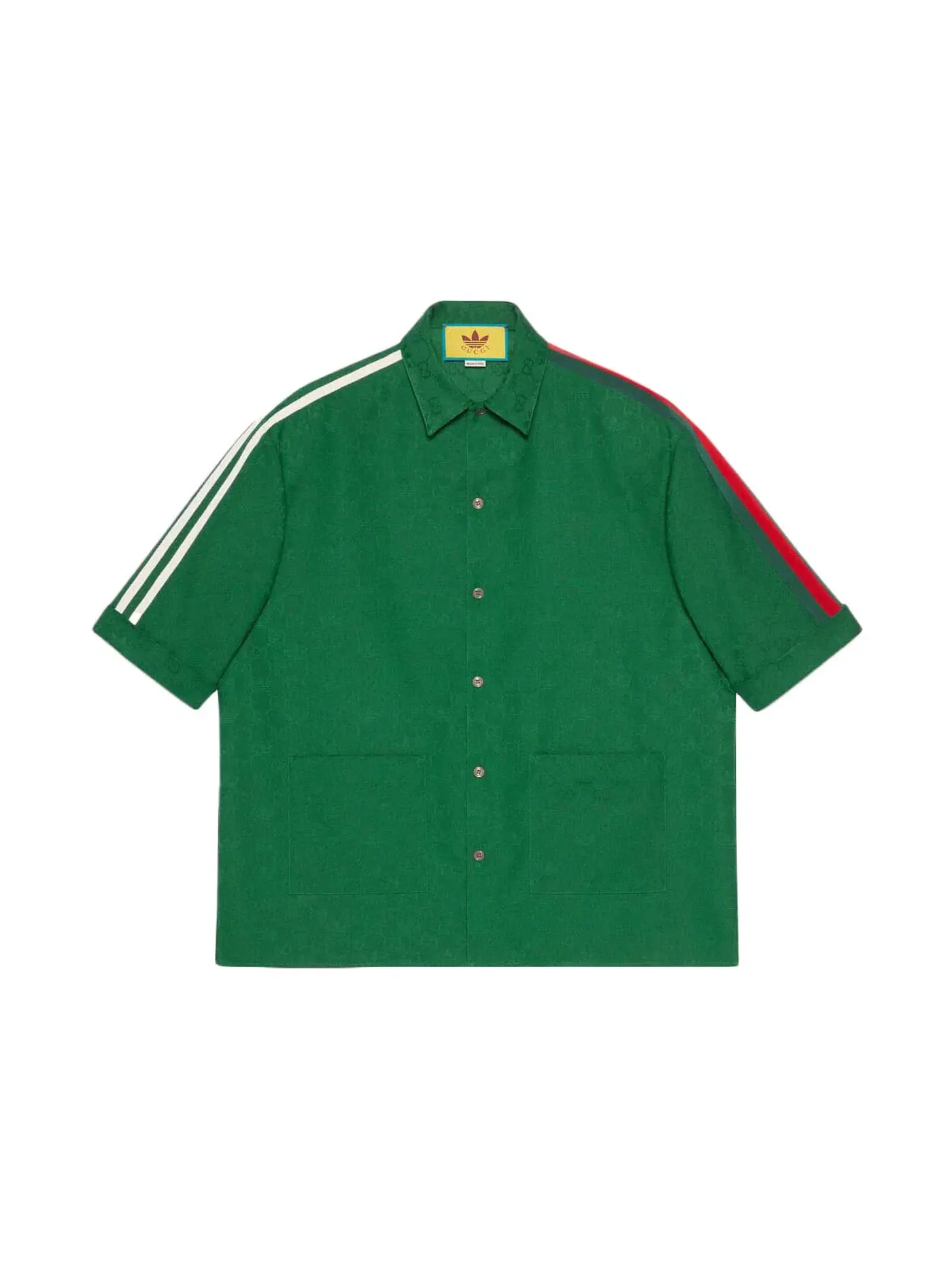 Мужская рубашка с жаккардовым узором Gucci x Adidas GG Trefoil Jacquard Shirt Gucci — изображение 1 из 2, зеленый