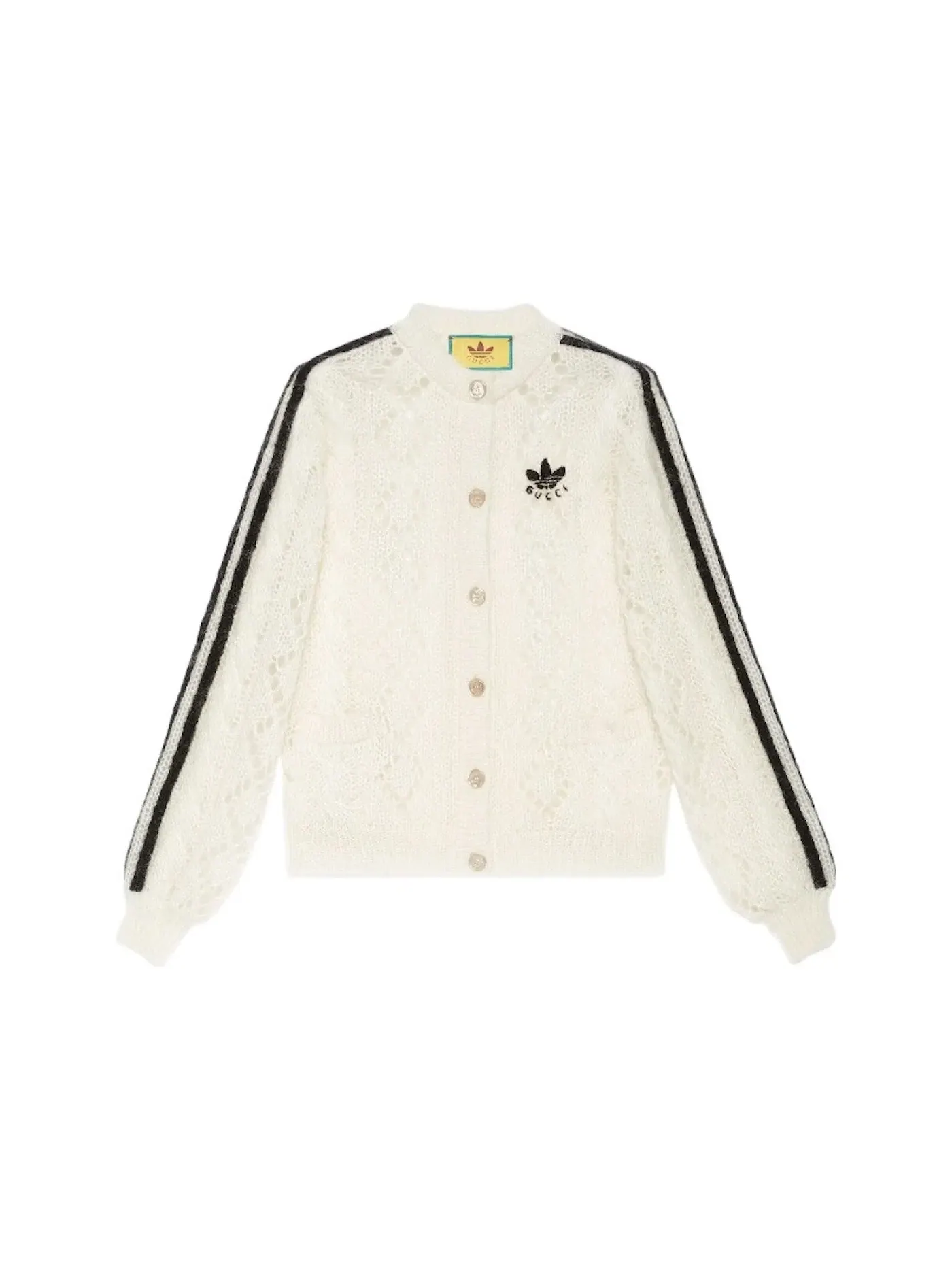 Женский кардиган из мохера Gucci x Adidas Mohair Knit Cardigan — изображение 1 из 1, белый