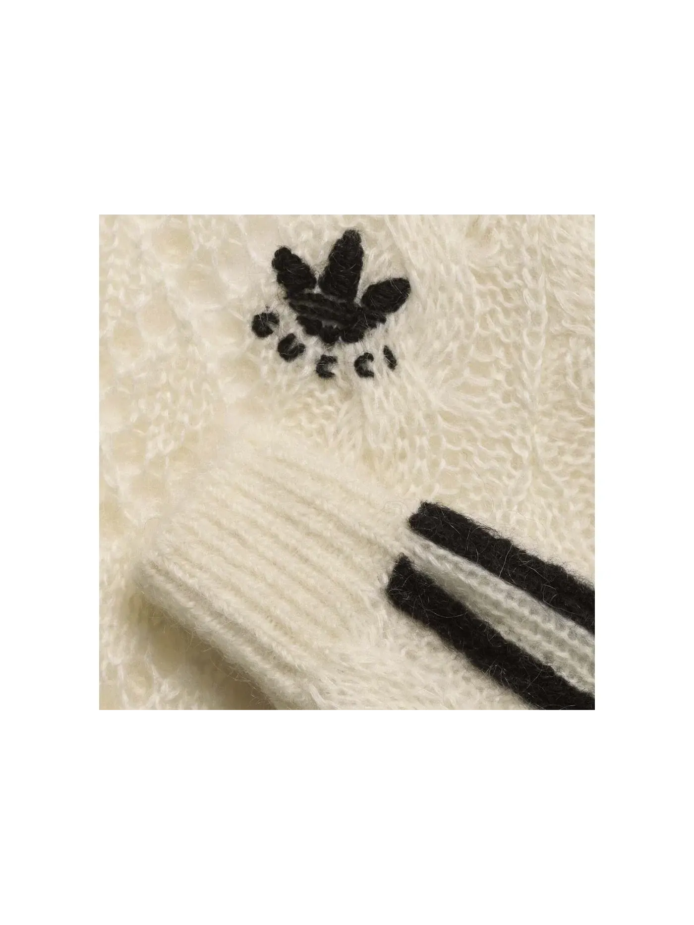 Женский свитер из мохера Gucci x Adidas Mohair Knit Sweater — изображение 2 из 2, белый