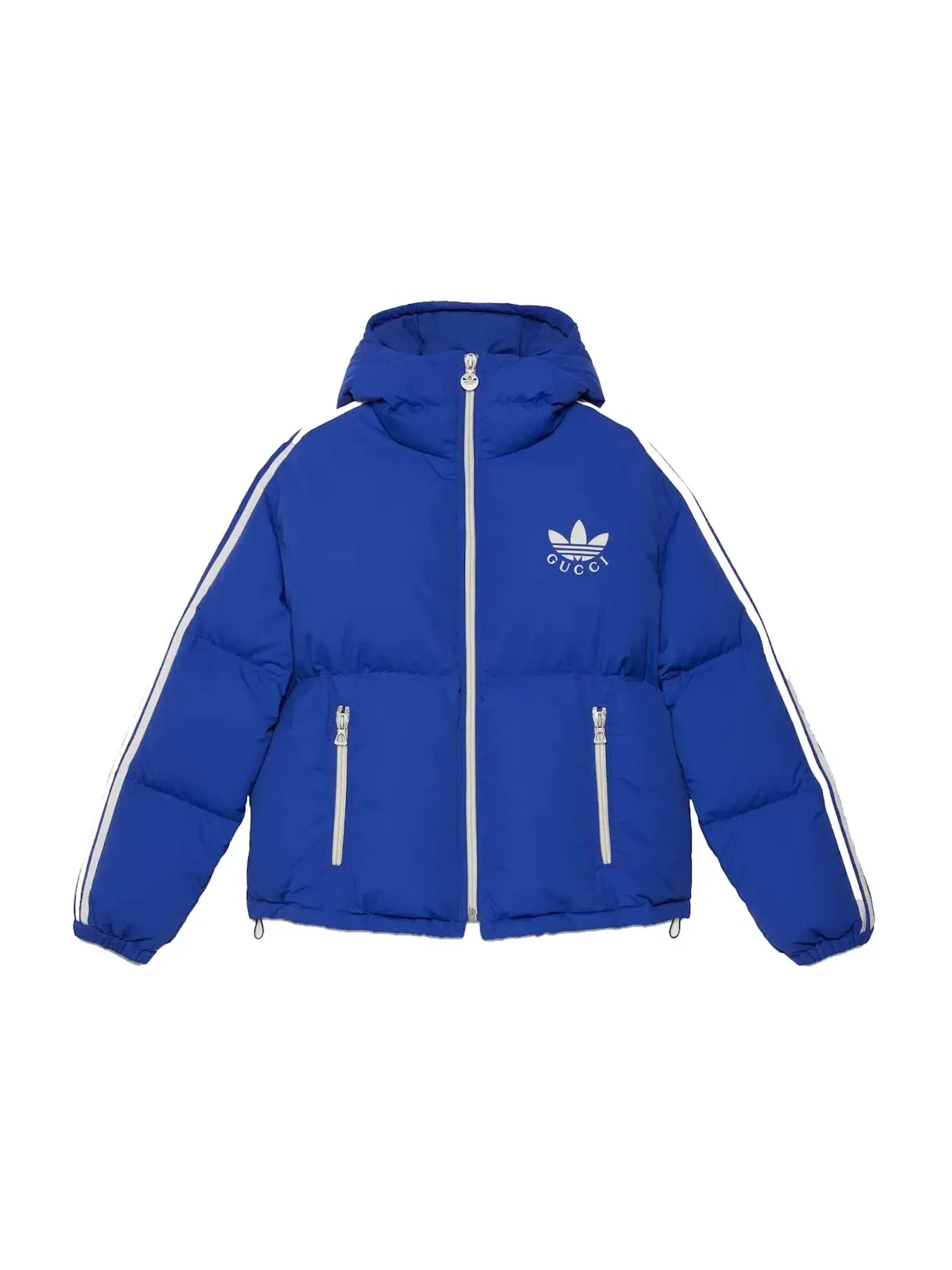 Мужская нейлоновая куртка-пуховик с принтом Gucci x Adidas Nylon Down Jacket Gucci — изображение 1 из 1, синий