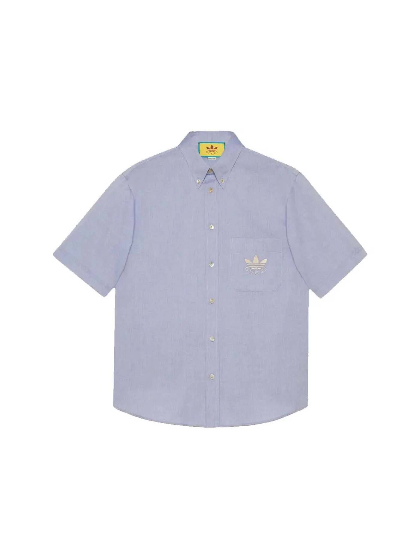 Мужская рубашка хлопковая Gucci x Adidas Oxford Cotton Shirt Gucci — изображение 1 из 2, светлый синий