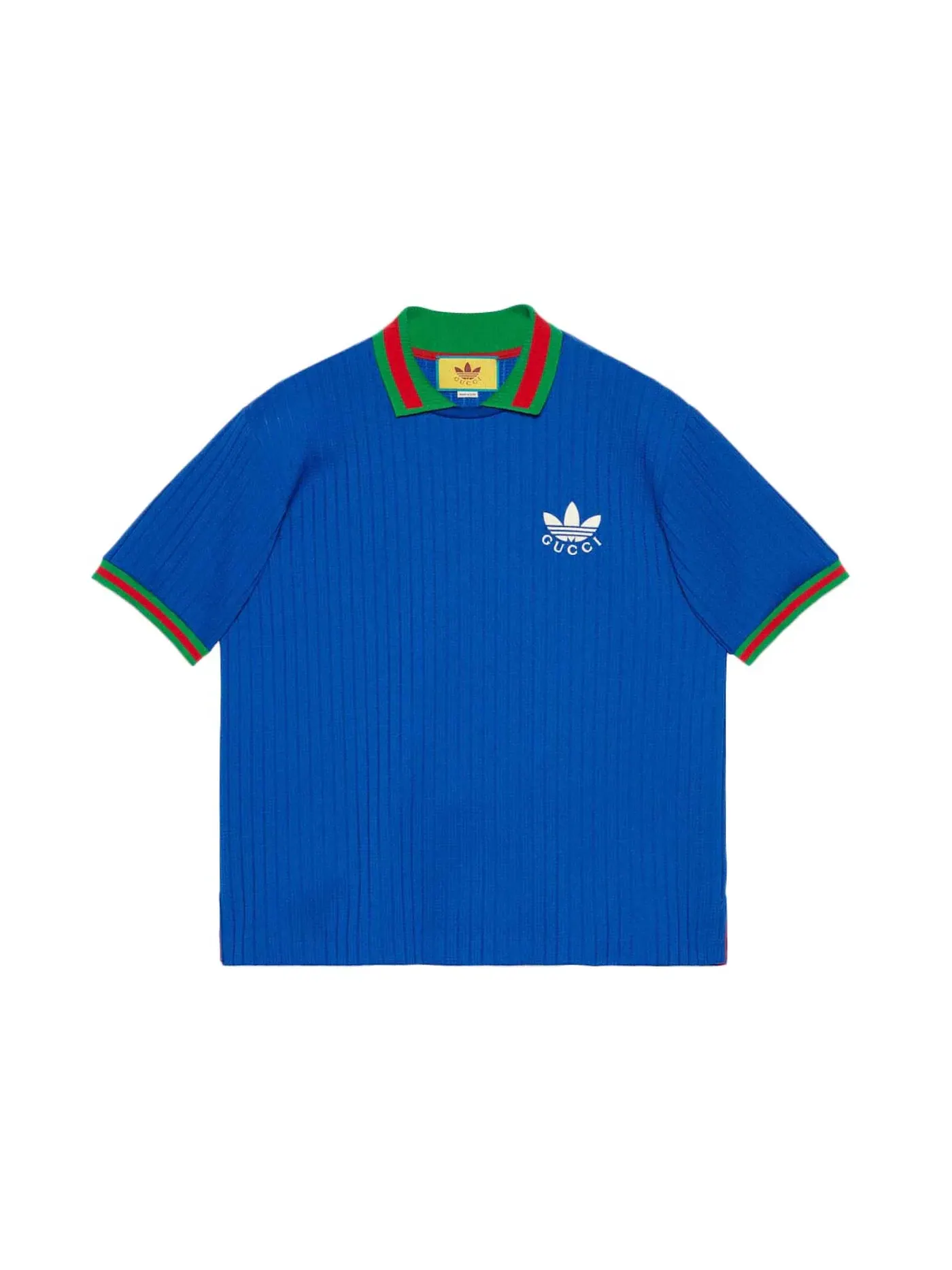 Мужская футболка-поло с длинным рукавом Gucci x Adidas Polyester Polo Shirt Gucci — изображение 1 из 2, синий
