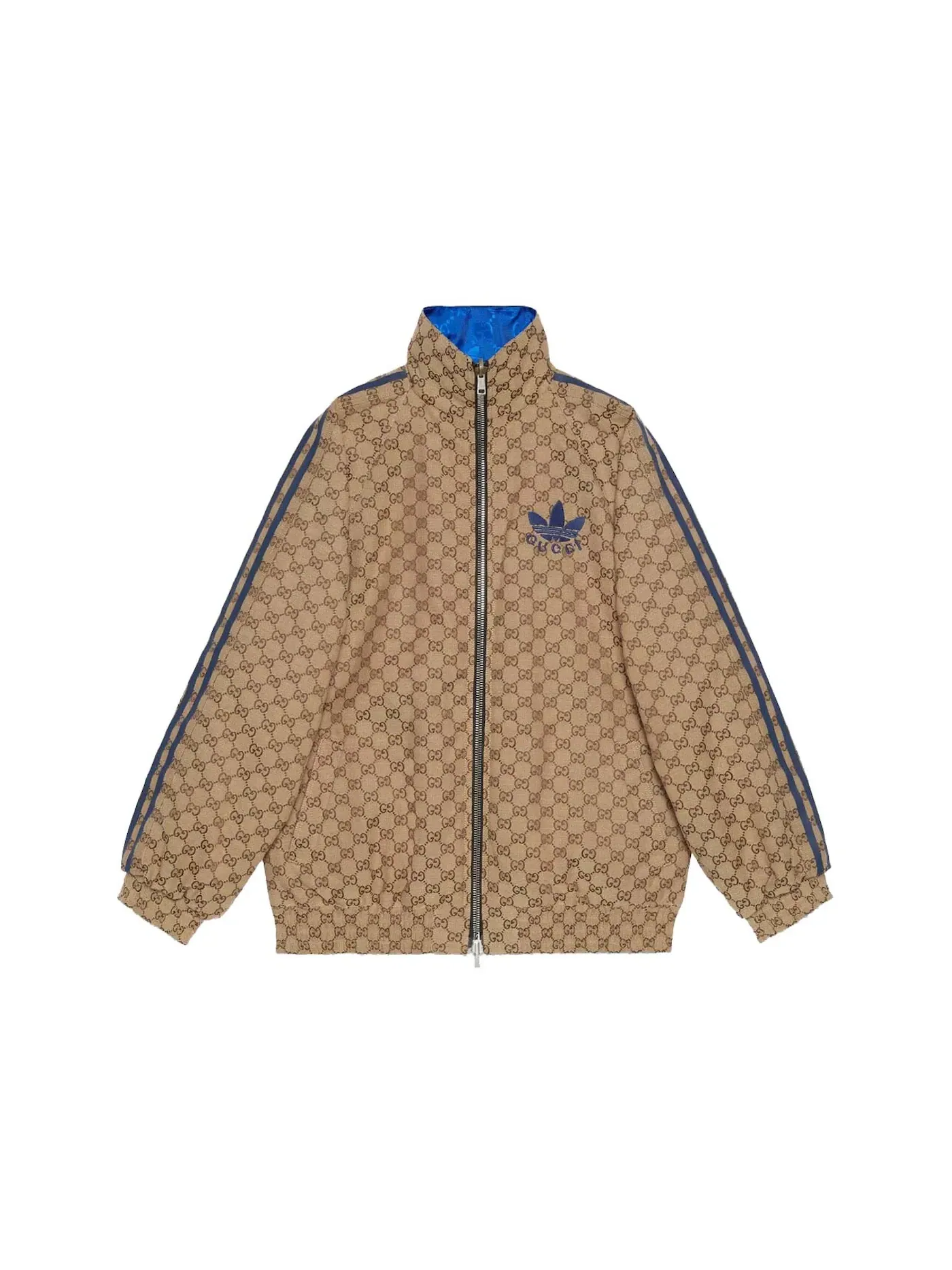 Мужская куртка двусторонняя с принтом GG Monogram Jacket Gucci — изображение 1 из 2, бежевый//синий