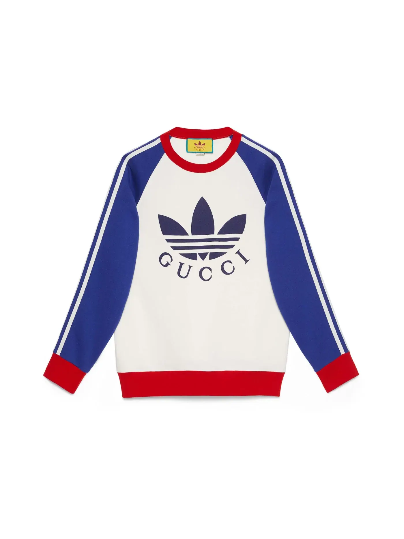 Мужской свитшот с принтом Gucci x Adidas Sweatshirt Gucci — изображение 1 из 2, белый/синий/красный