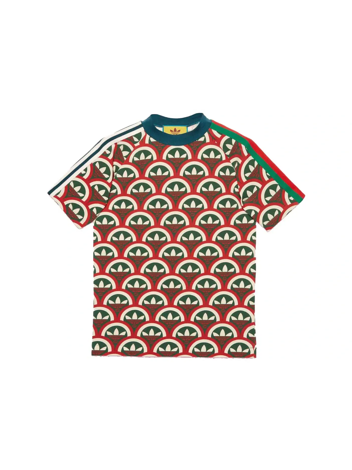 Мужская футболка с принтом Gucci x Adidas Trefoil Print T-Shirt Gucci — изображение 1 из 2, красный/зеленый