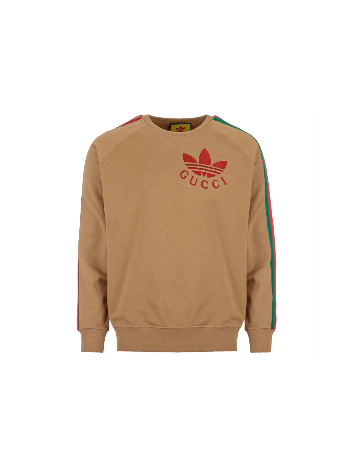 Мужской свитшот с принтом Gucci x Adidas Trefoil Sweatshirt Gucci — изображение 1 из 1, бежевый