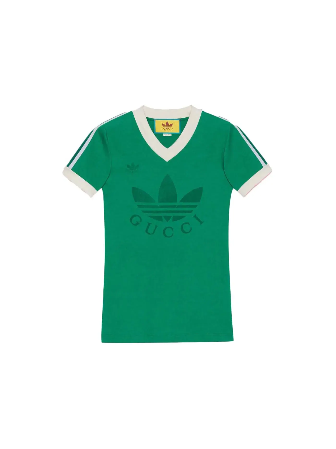 Женская футболка с V-образным вырезом Gucci x Adidas T-Shirt Gucci — изображение 1 из 1, зеленый