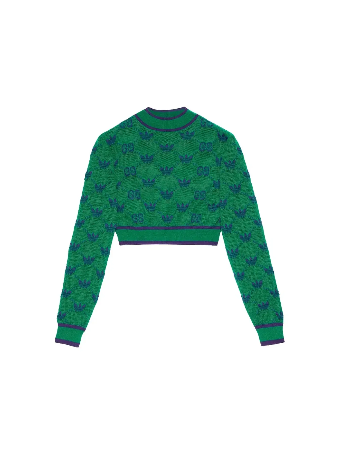 Женский свитер из шерстяного жаккарда Gucci x Adidas Sweater — изображение 1 из 1, зеленый/синий