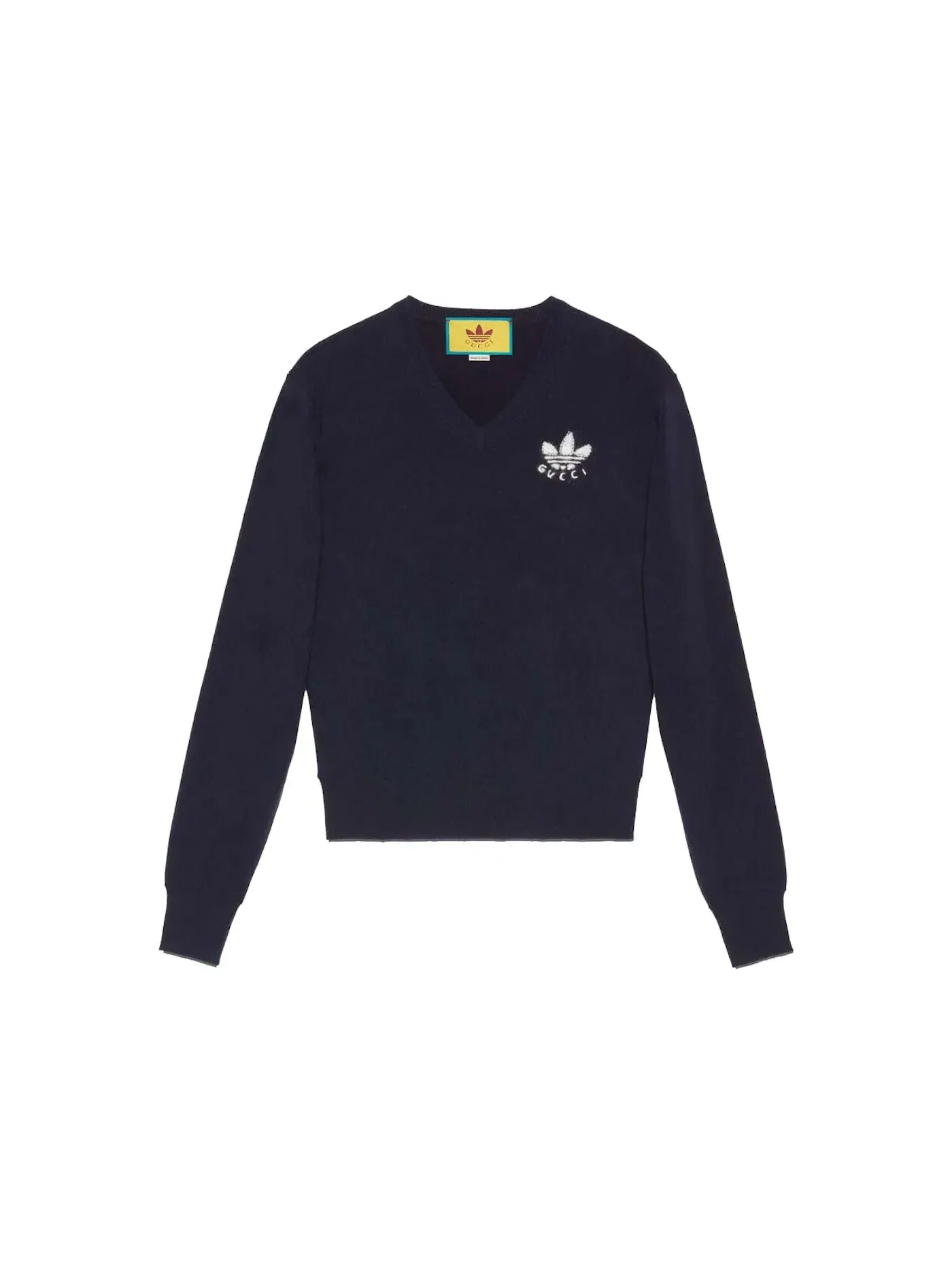 Мужской шерстяной свитер Gucci x Adidas Sweater — изображение 1 из 2, темно-синий