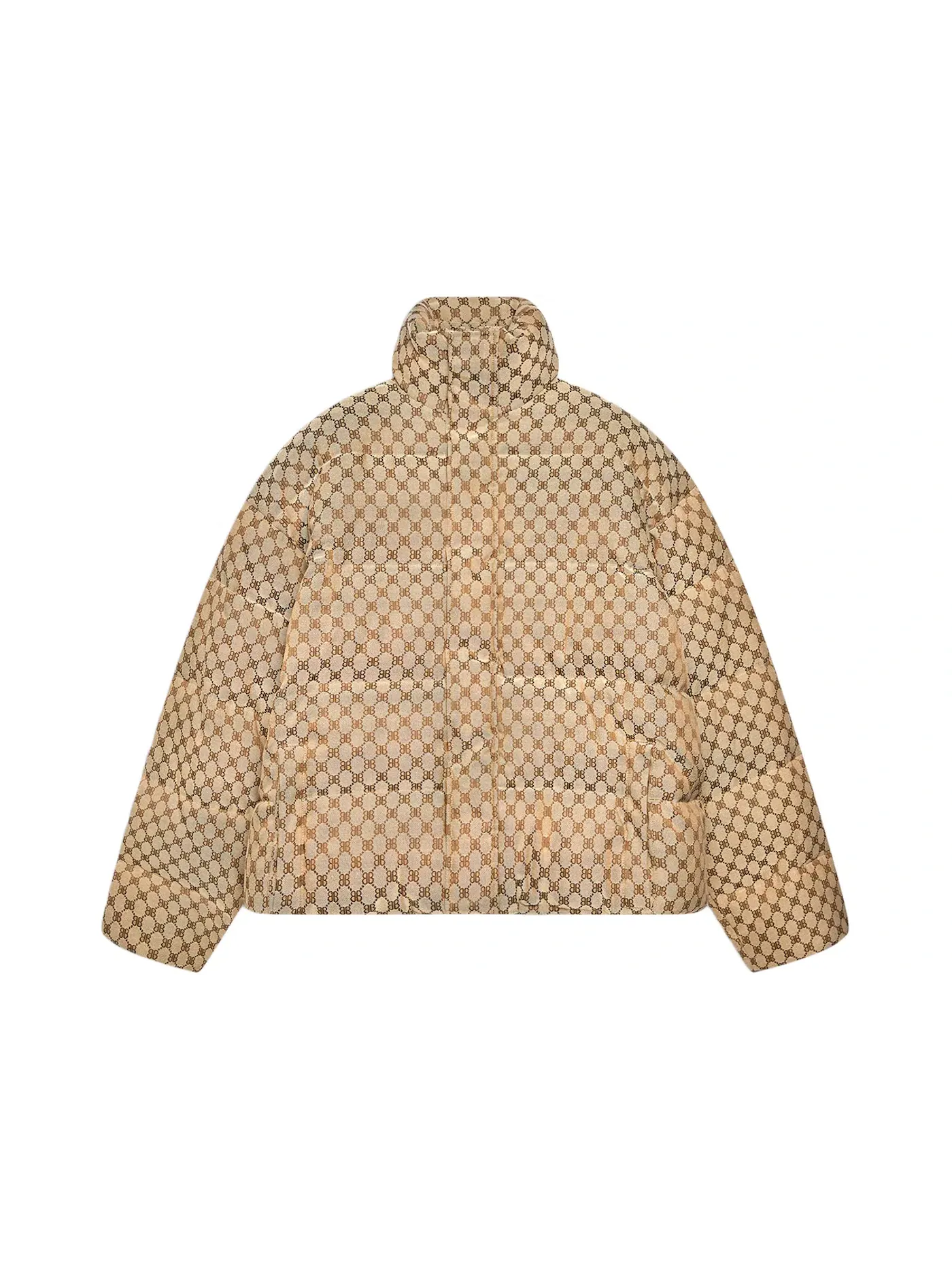 Унисекс пуховик с принтом Hacker BB Gucci — изображение 1 из 2, бежевый