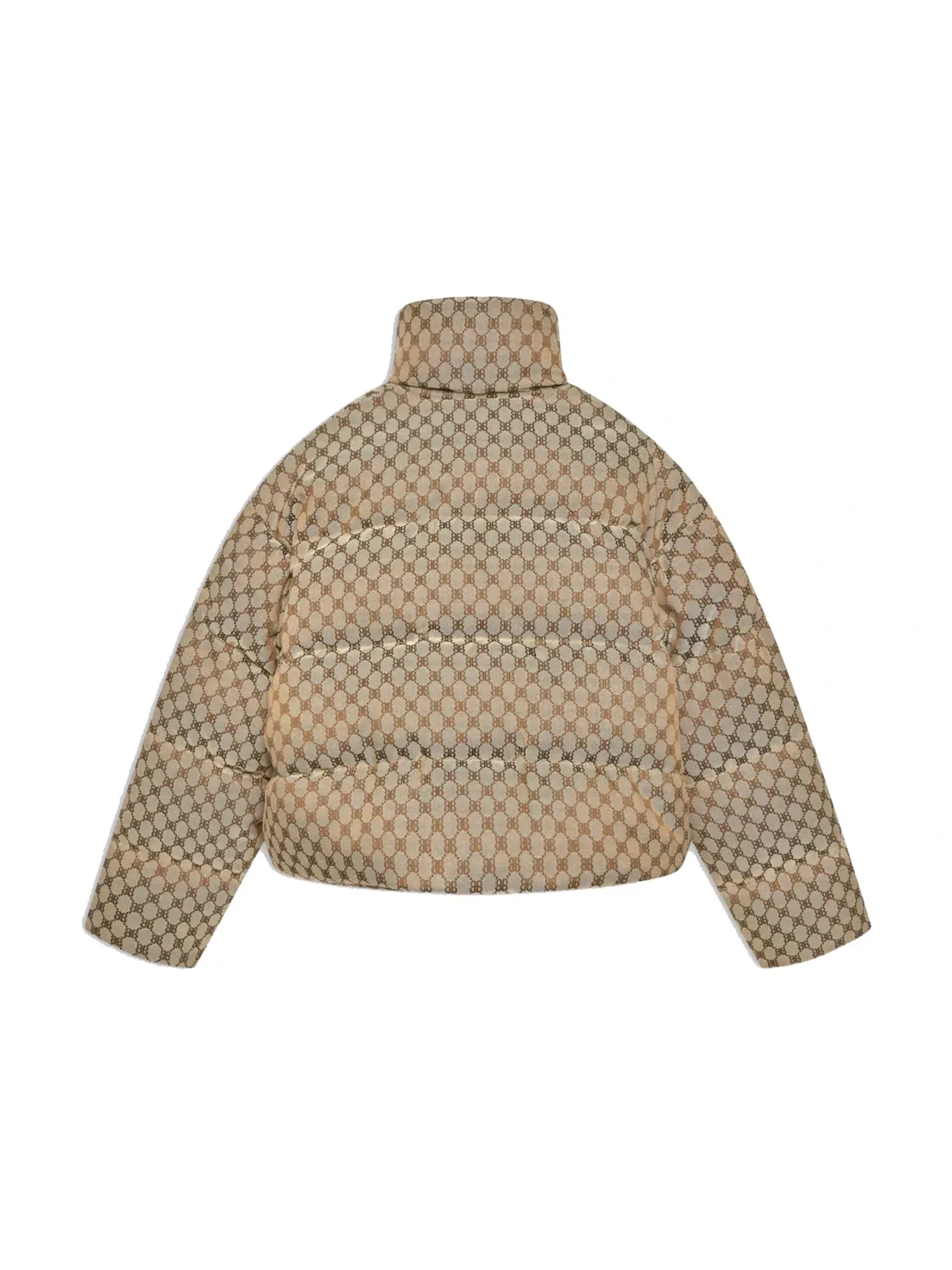 Женская пуховая куртка с принтом Hacker Project Gucci x Balenciaga — изображение 2 из 2, бежевый
