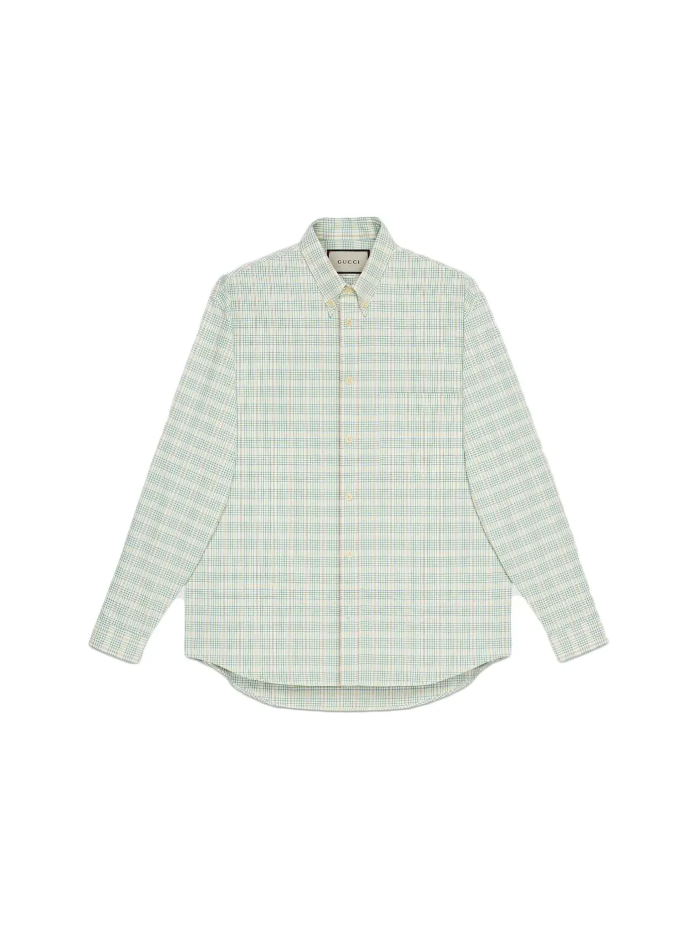 Мужская рубашка с принтом Gucci x The North Face Button-Down Shirt Gucci — изображение 1 из 1, белый/зеленый