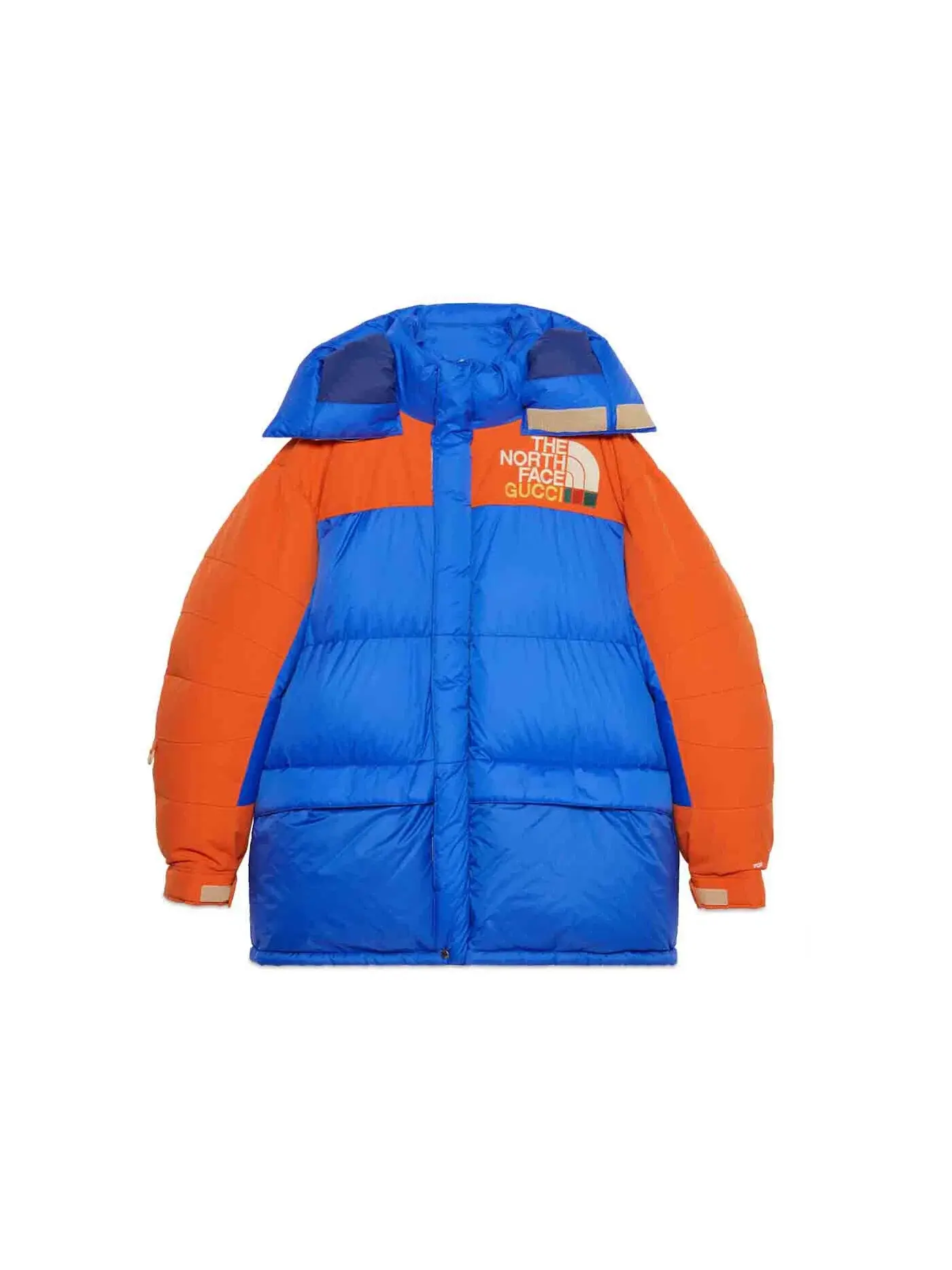 Мужское пальто пуховое Gucci x The North Face Down Coat Blue/Orange — изображение 1 из 1, синий/оранжевый