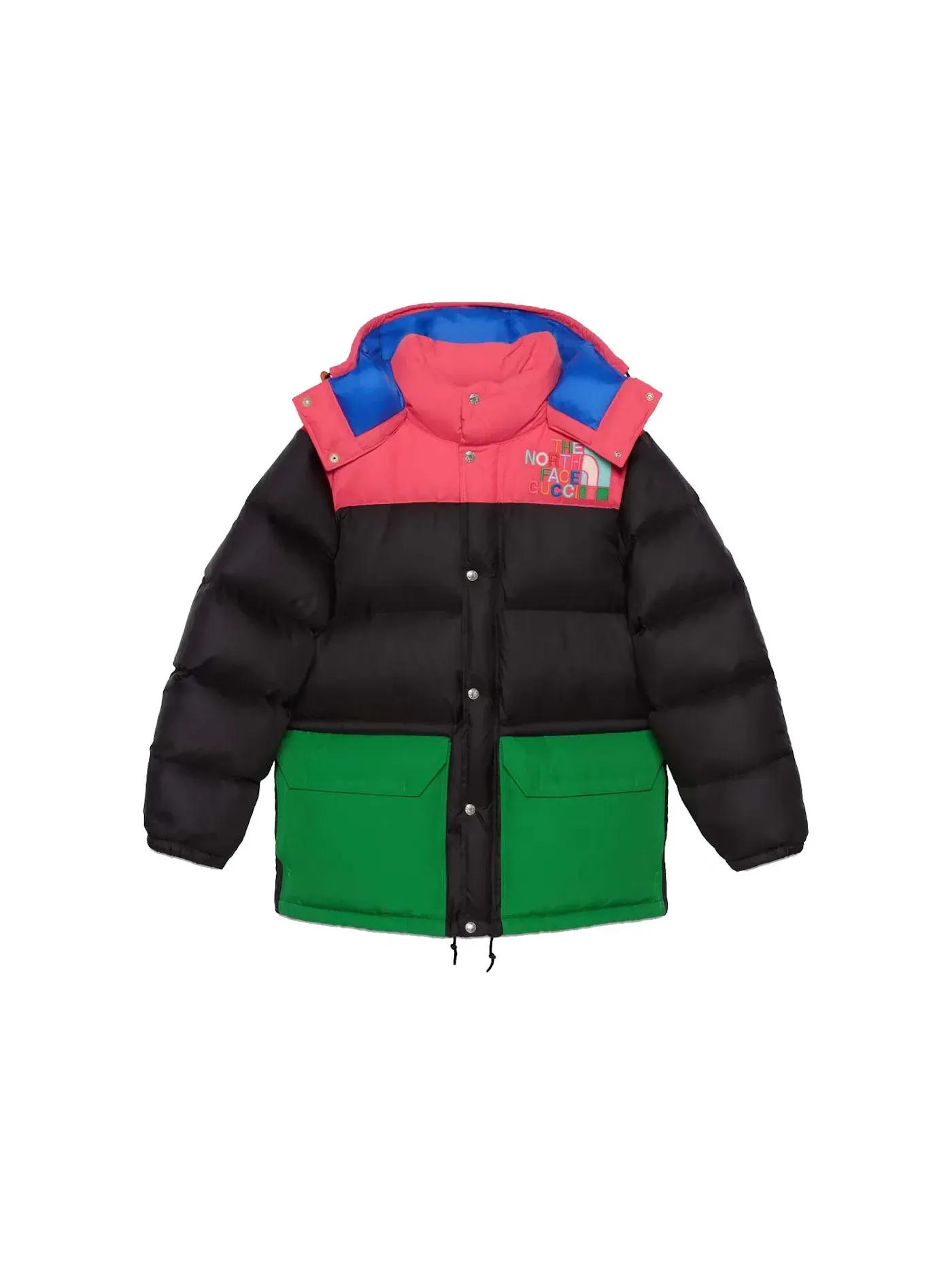 Женская куртка пуховая с принтом Gucci x The North Face — изображение 1 из 3, черный/мульти